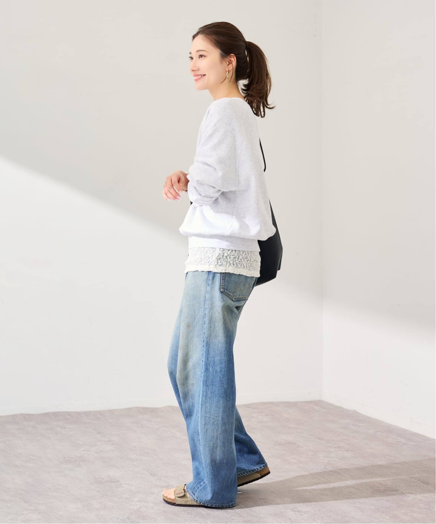 IRONING/アイロニング FLORAL SHIRRED LACE ロングスリーブ（Tシャツ