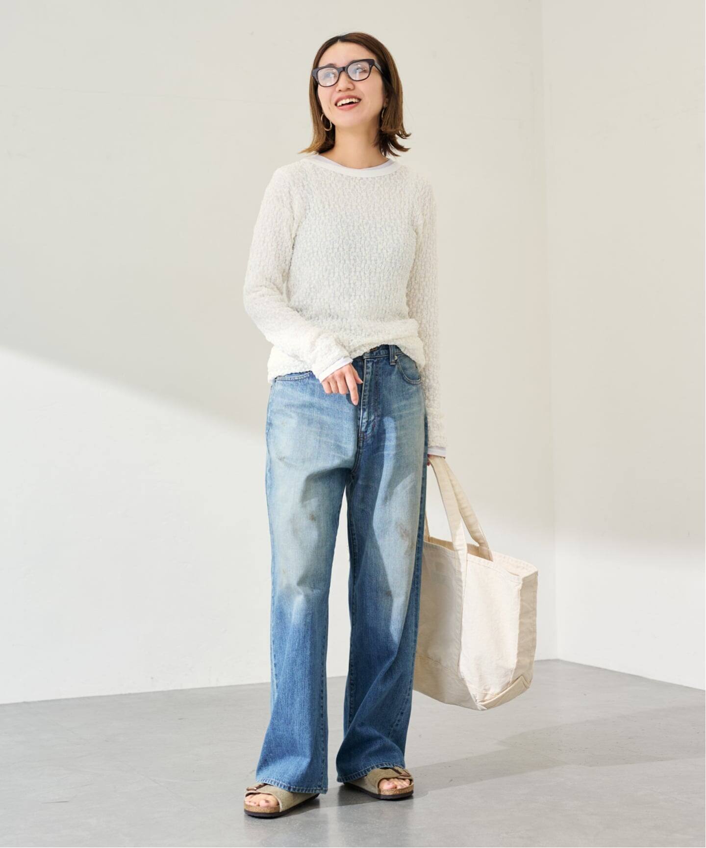 IRONING/アイロニング FLORAL SHIRRED LACE ロングスリーブ（Tシャツ