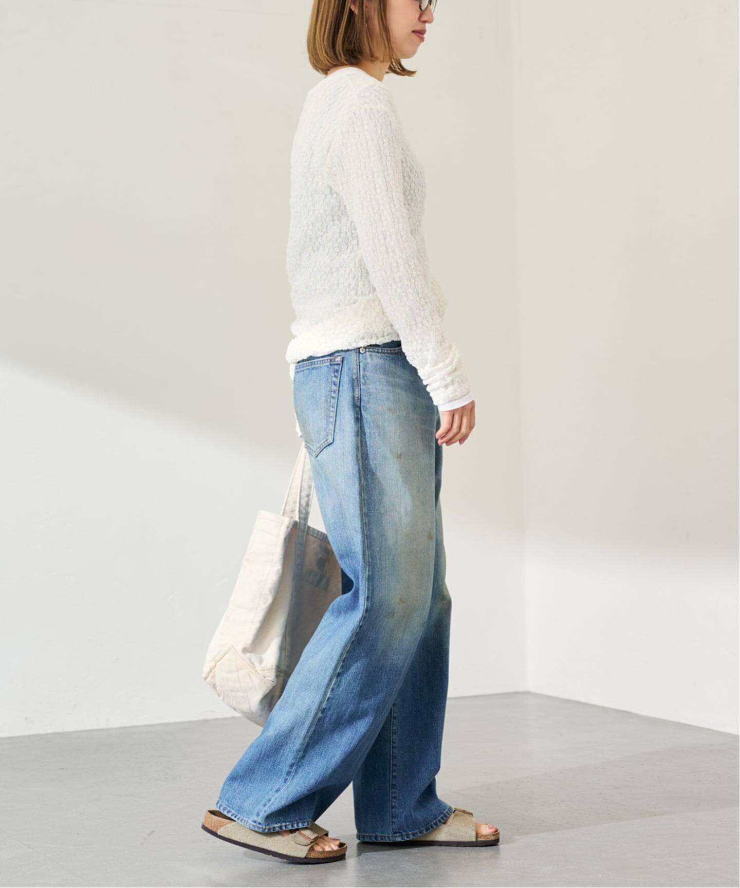 IRONING/アイロニング FLORAL SHIRRED LACE ロングスリーブ（Tシャツ