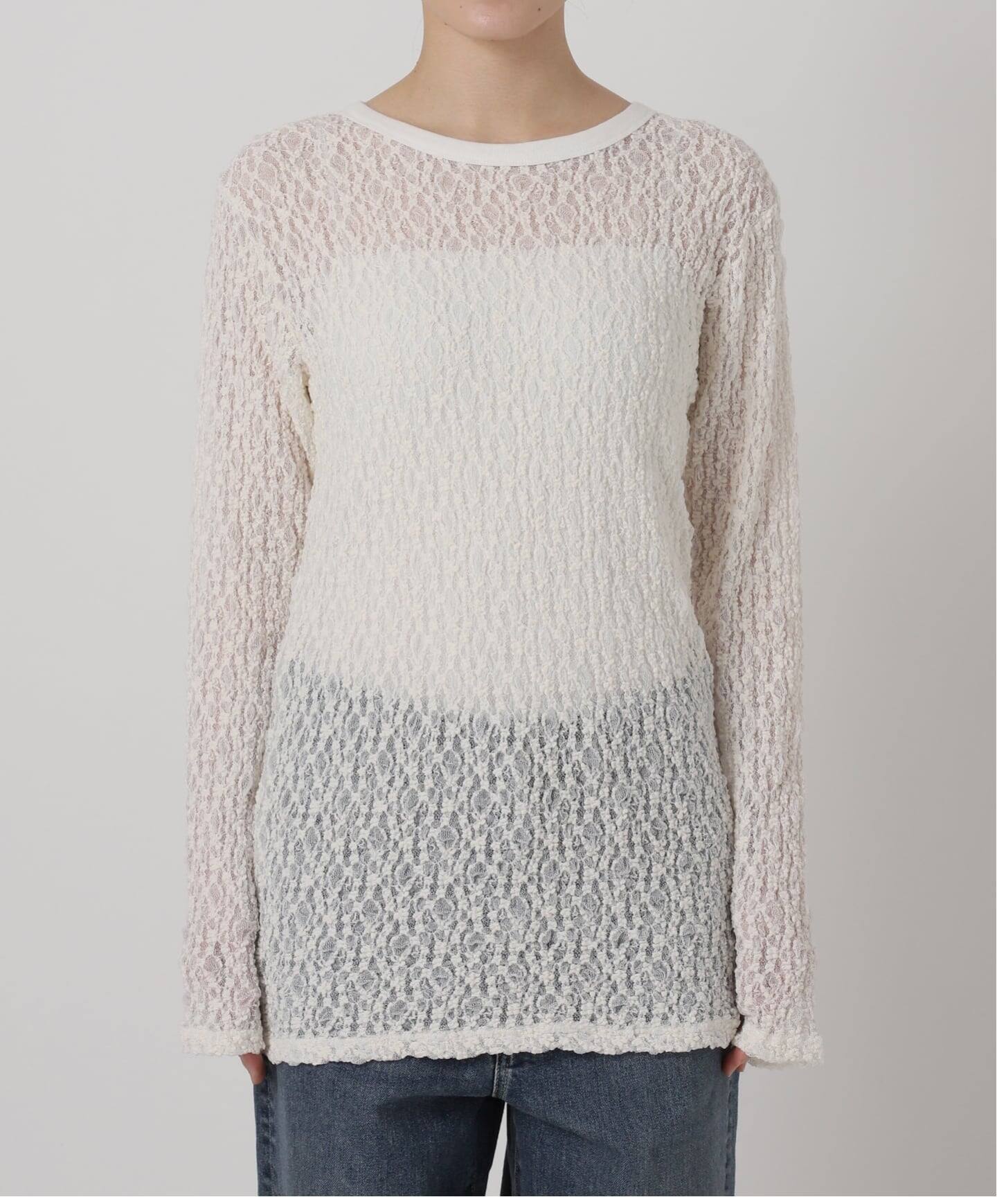 IRONING/アイロニング FLORAL SHIRRED LACE ロングスリーブ（Tシャツ