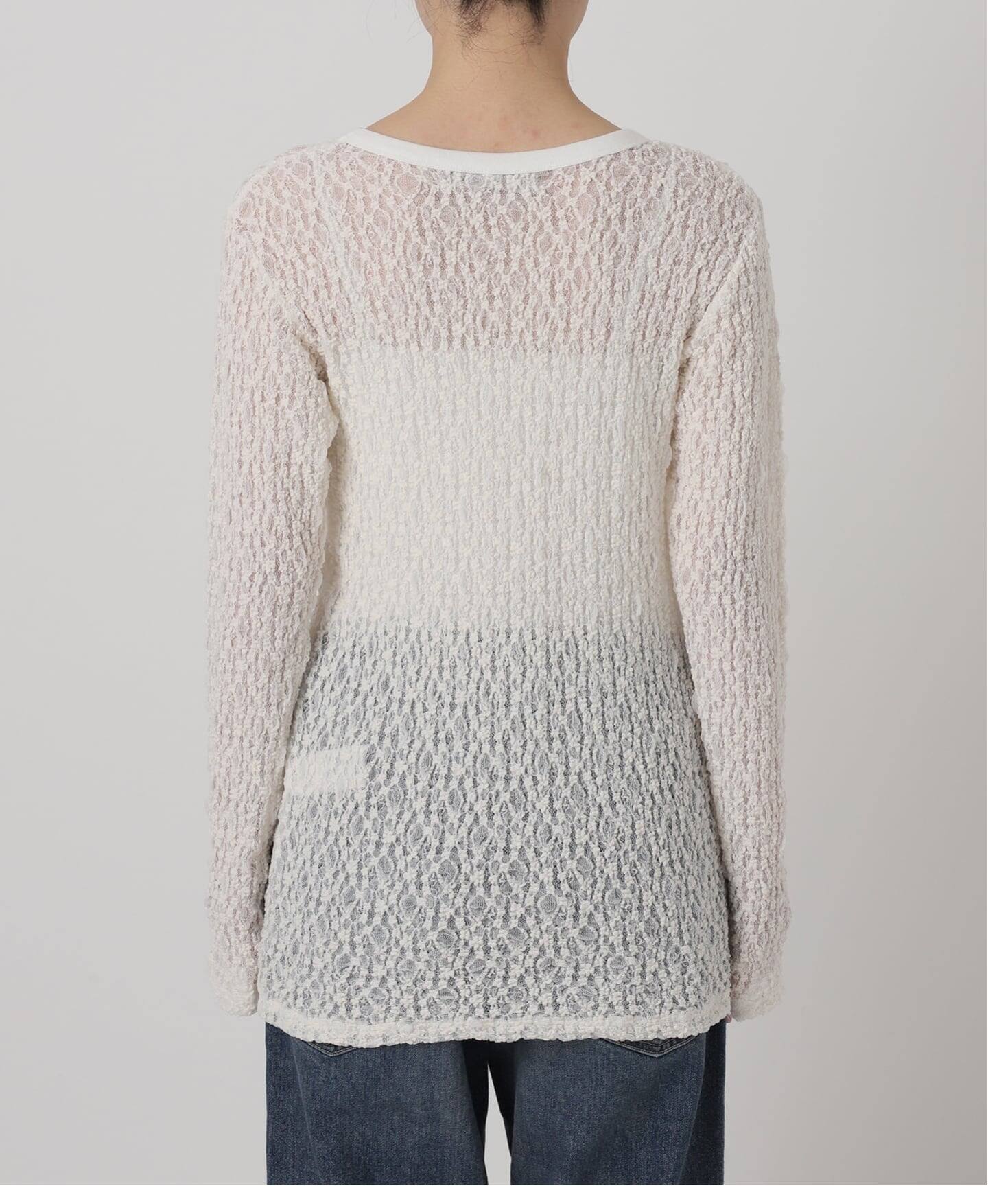 IRONING/アイロニング FLORAL SHIRRED LACE ロングスリーブ（Tシャツ