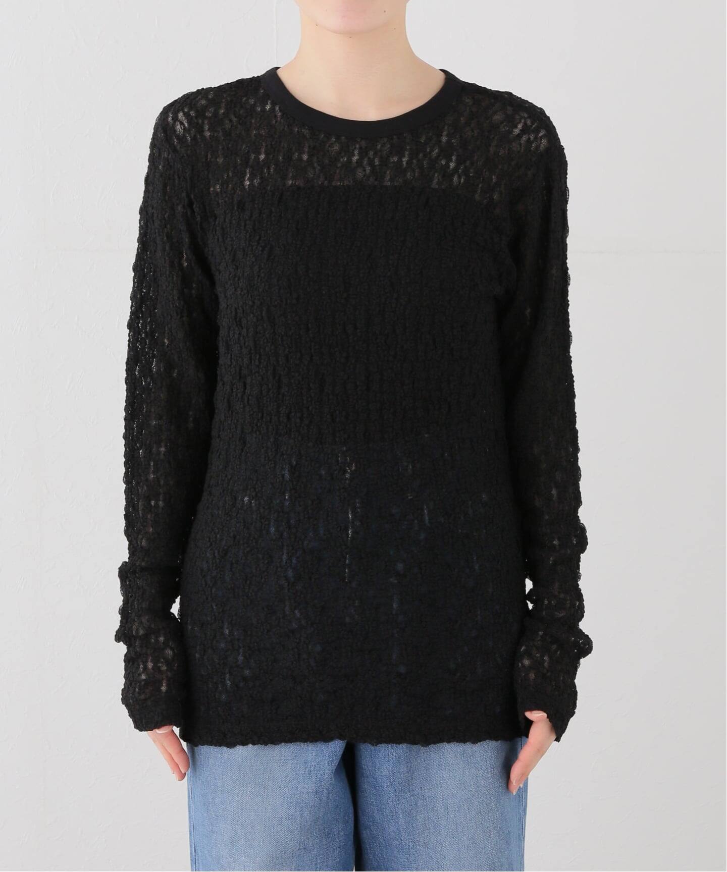 IRONING/アイロニング FLORAL SHIRRED LACE ロングスリーブ（Tシャツ
