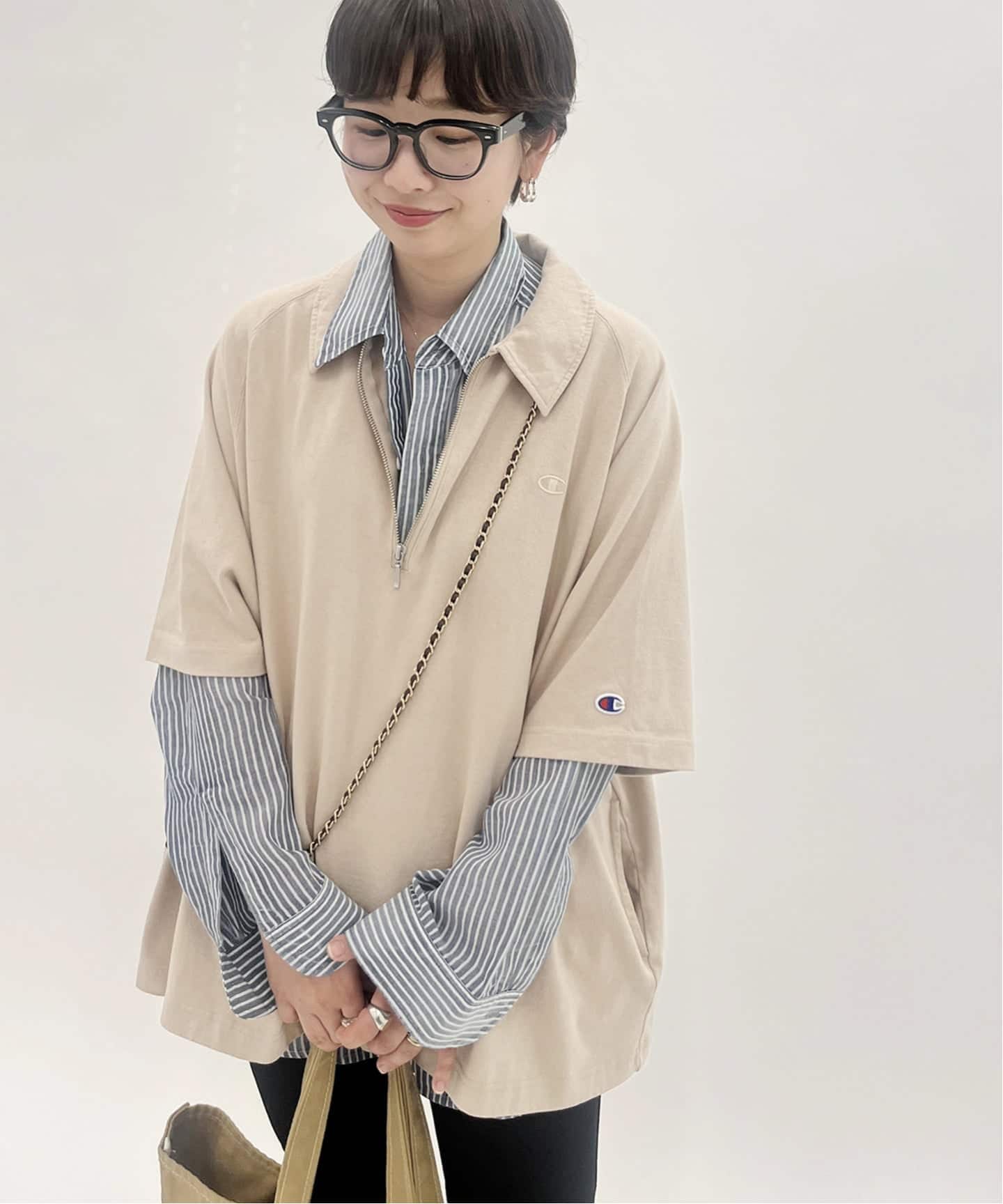 FRAMe WORK チャンピオン 別注JERSEY HALF ZIP TEE CHAMPION/チャンピオン 別注JERSEY HALF ZIP TEE（Tシャツ/カットソー