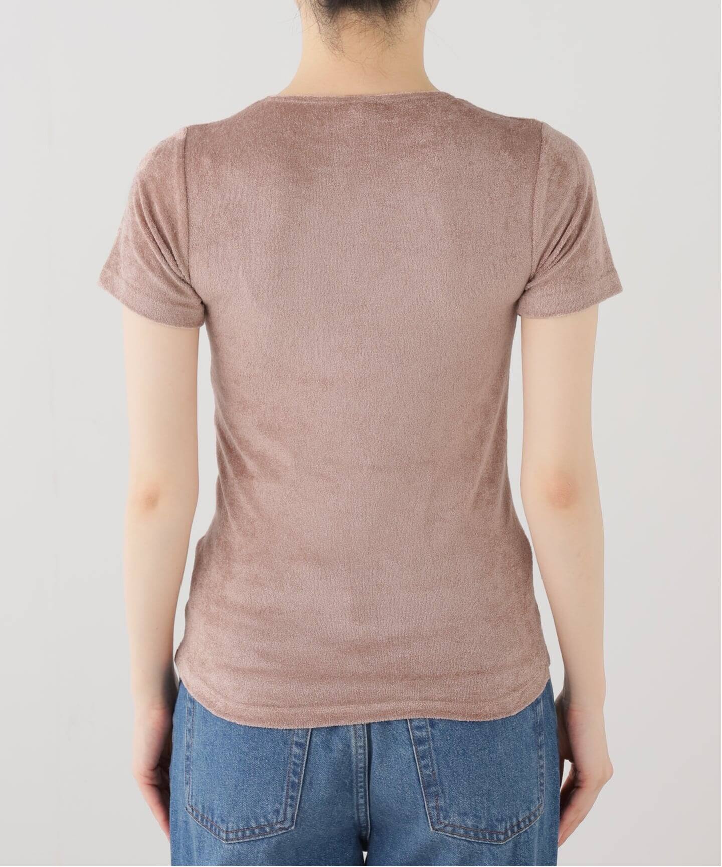 baserange Omo　Tシャツ　ベロア　ベースレンジ　ピンク　t♡t BASERANGE/ベースレンジ OMO TEE SHIRT（Tシャツ／カットソー