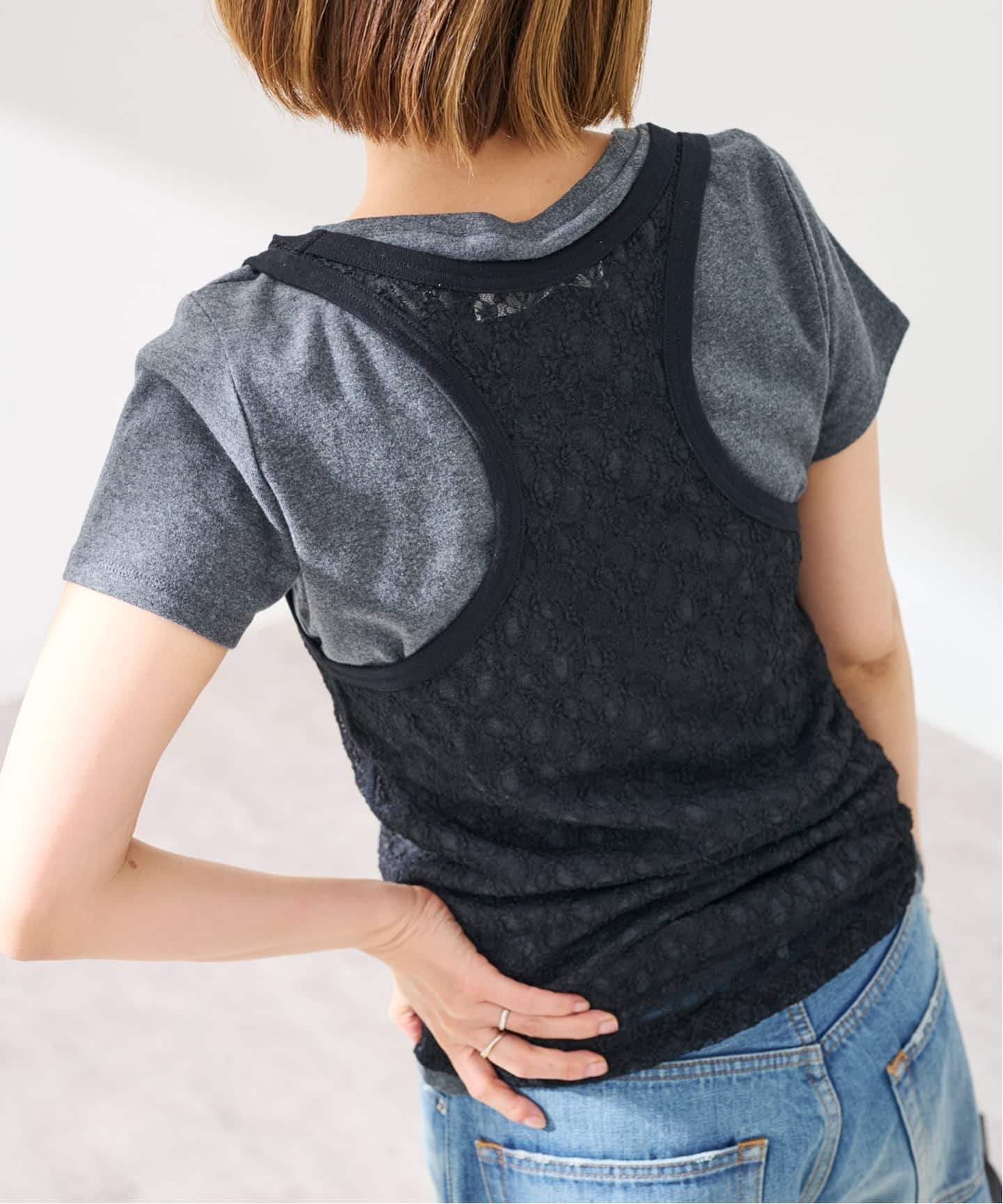 ≪追加≫IRONING flower lace タンクトップ 4（タンクトップ