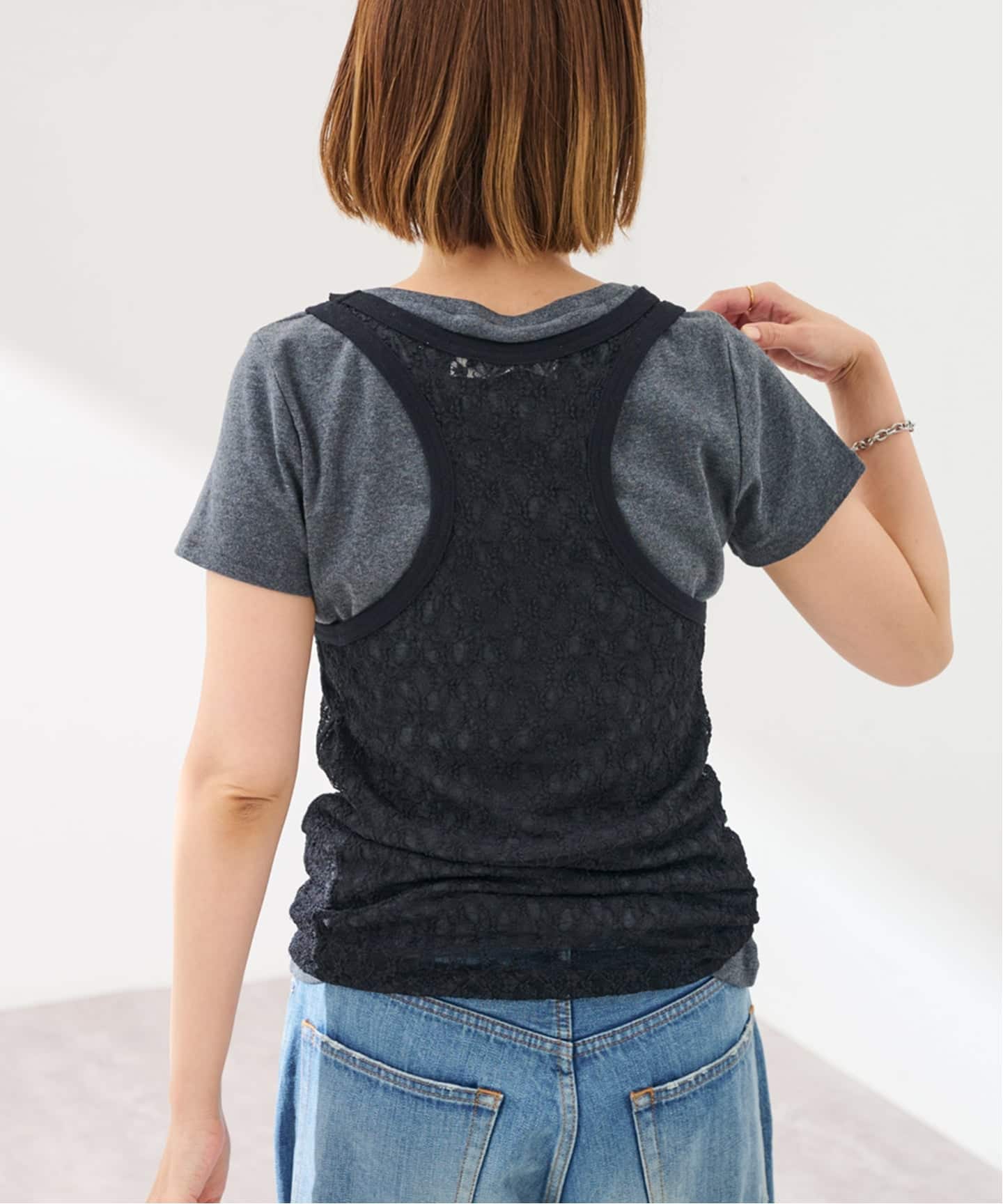 ≪追加≫IRONING/アイロニング flower lace タンクトップ 5（タンク