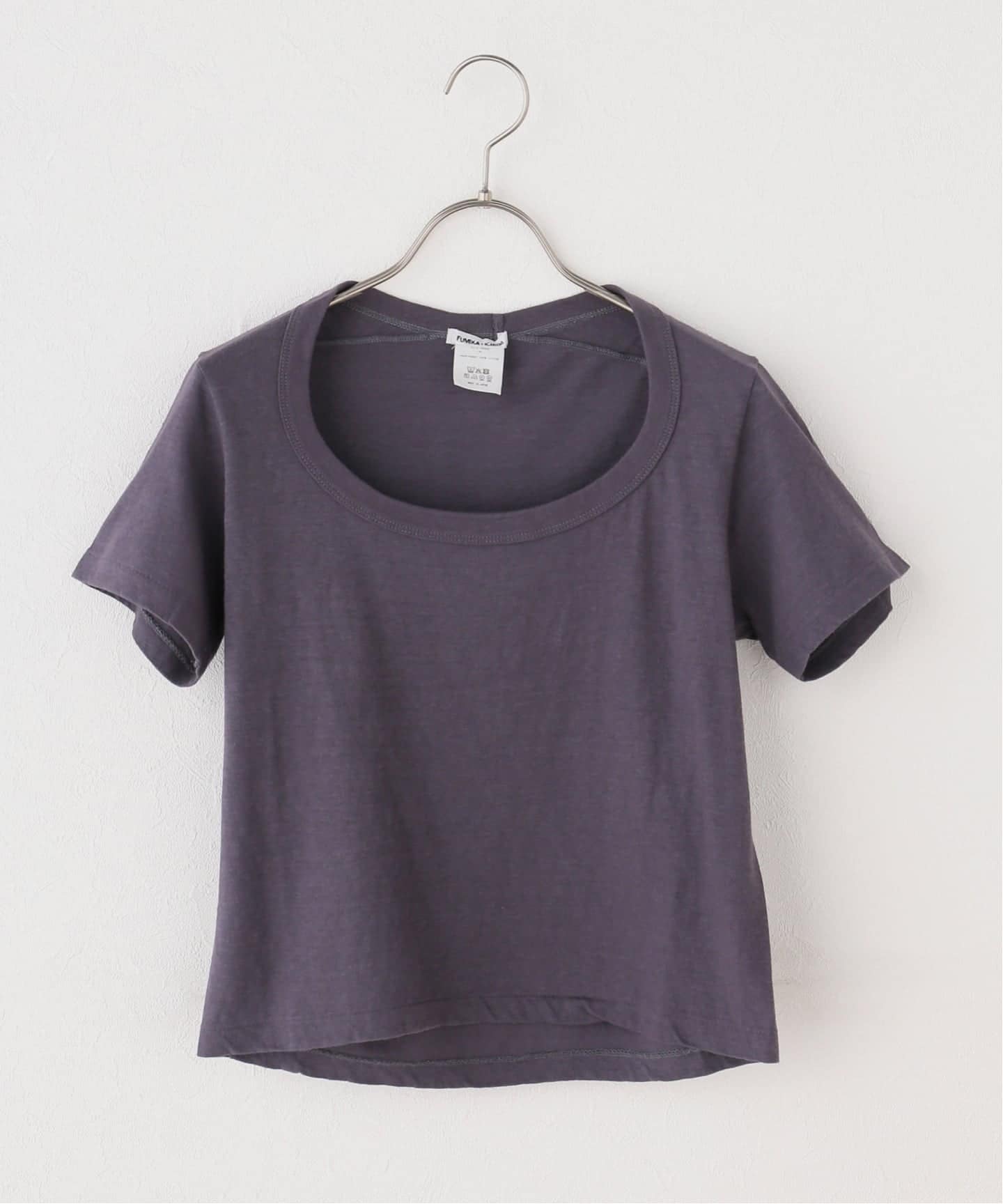fumika uchidaブラック カットソー FUMIKA UCHIDA / フミカウチダ TRAAPEZOID NECK T-SHIRT（Tシャツ