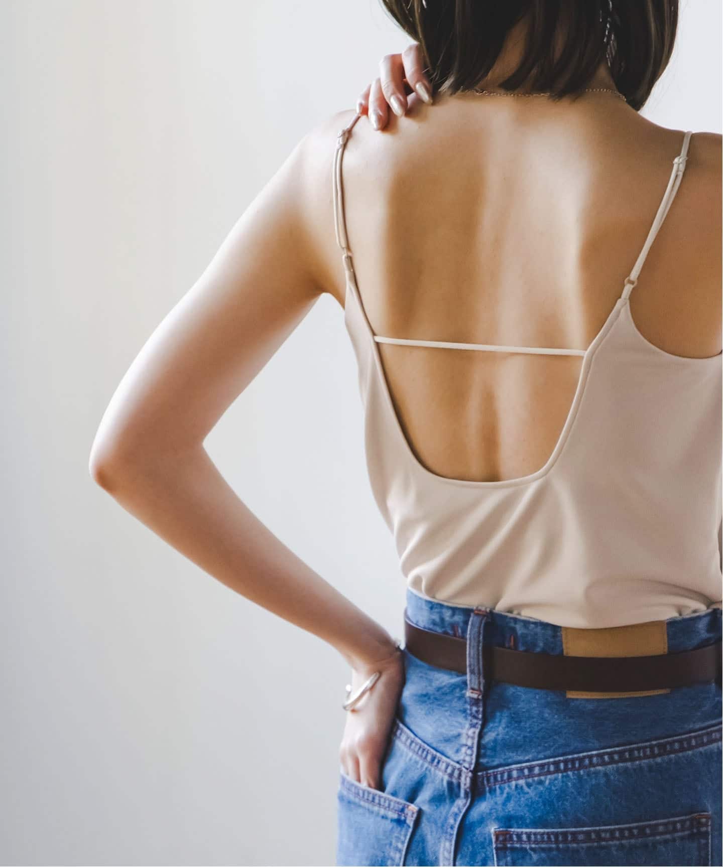 【新品未使用】NOBLE　バックラインスイマーキャミ　ベージュ バックラインスイマーキャミ（カップ付きインナー）｜NOBLE（ノーブル