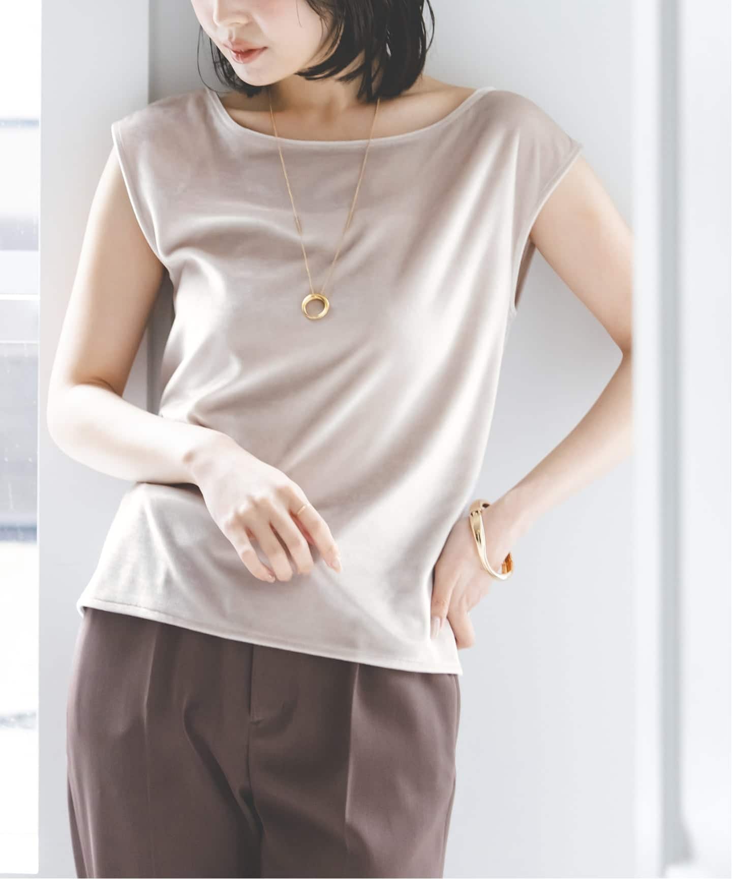 予約》ベロア2WAYタンク（Tシャツ／カットソー）｜NOBLE（ノーブル）の