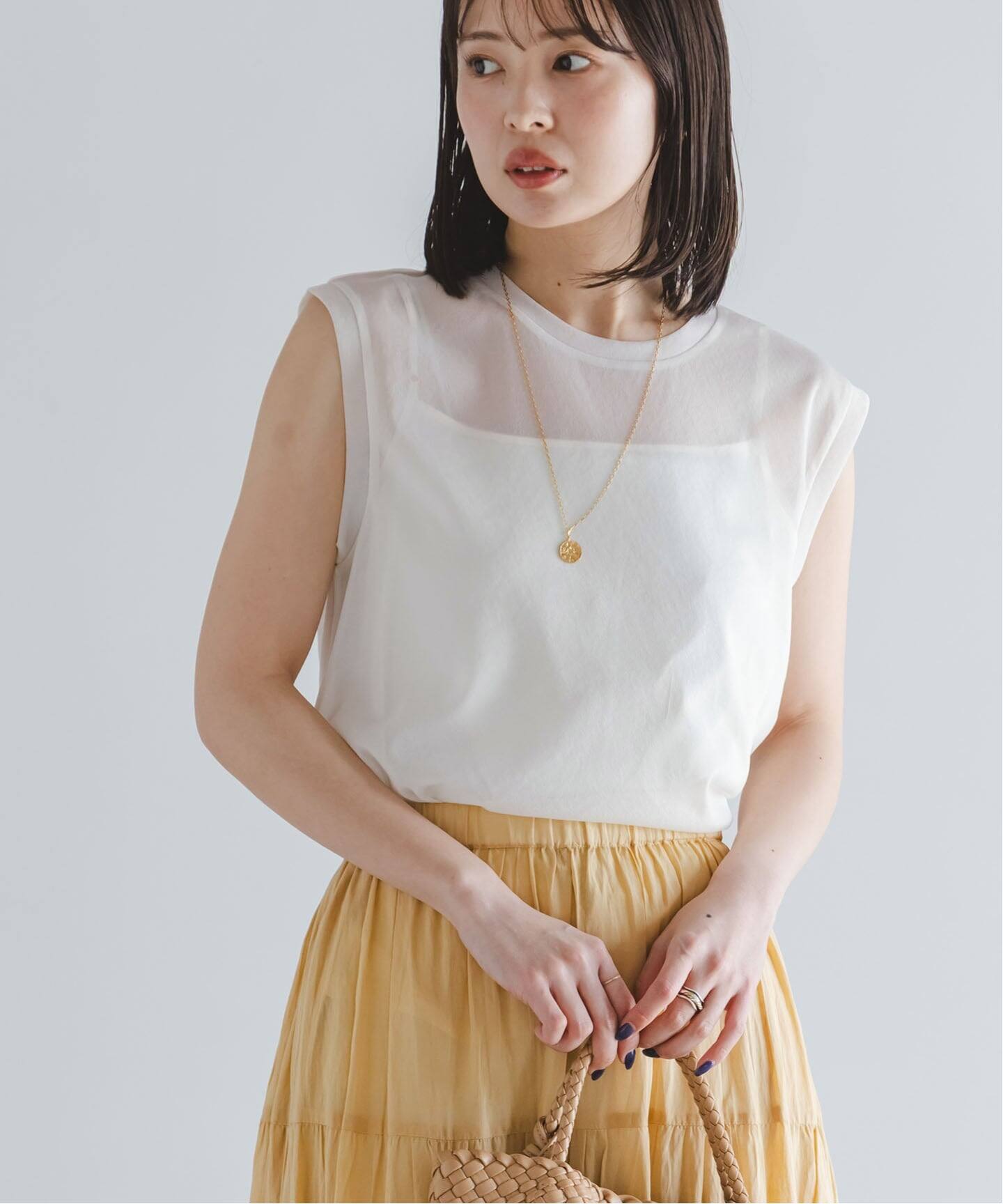 追加予約》シアースキニーノースリーブトップス（Tシャツ／カットソー