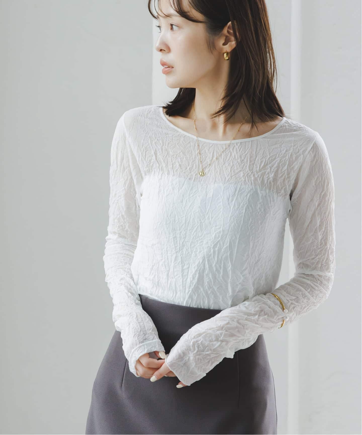 予約》リンクルシアージャージーTOPS（Tシャツ／カットソー）｜NOBLE