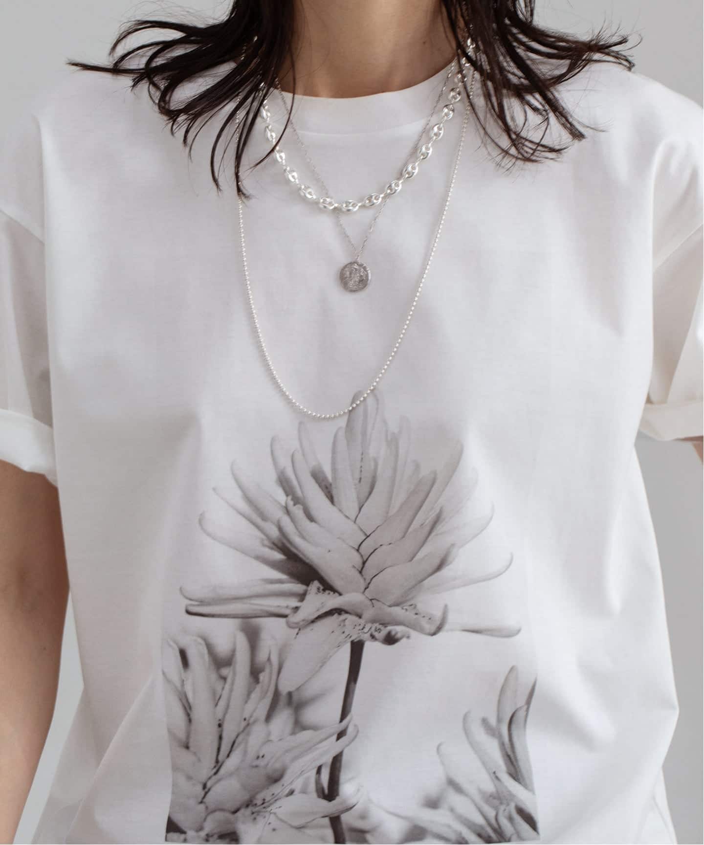 フラワーフォトプリントT（Tシャツ／カットソー）｜NOBLE（ノーブル