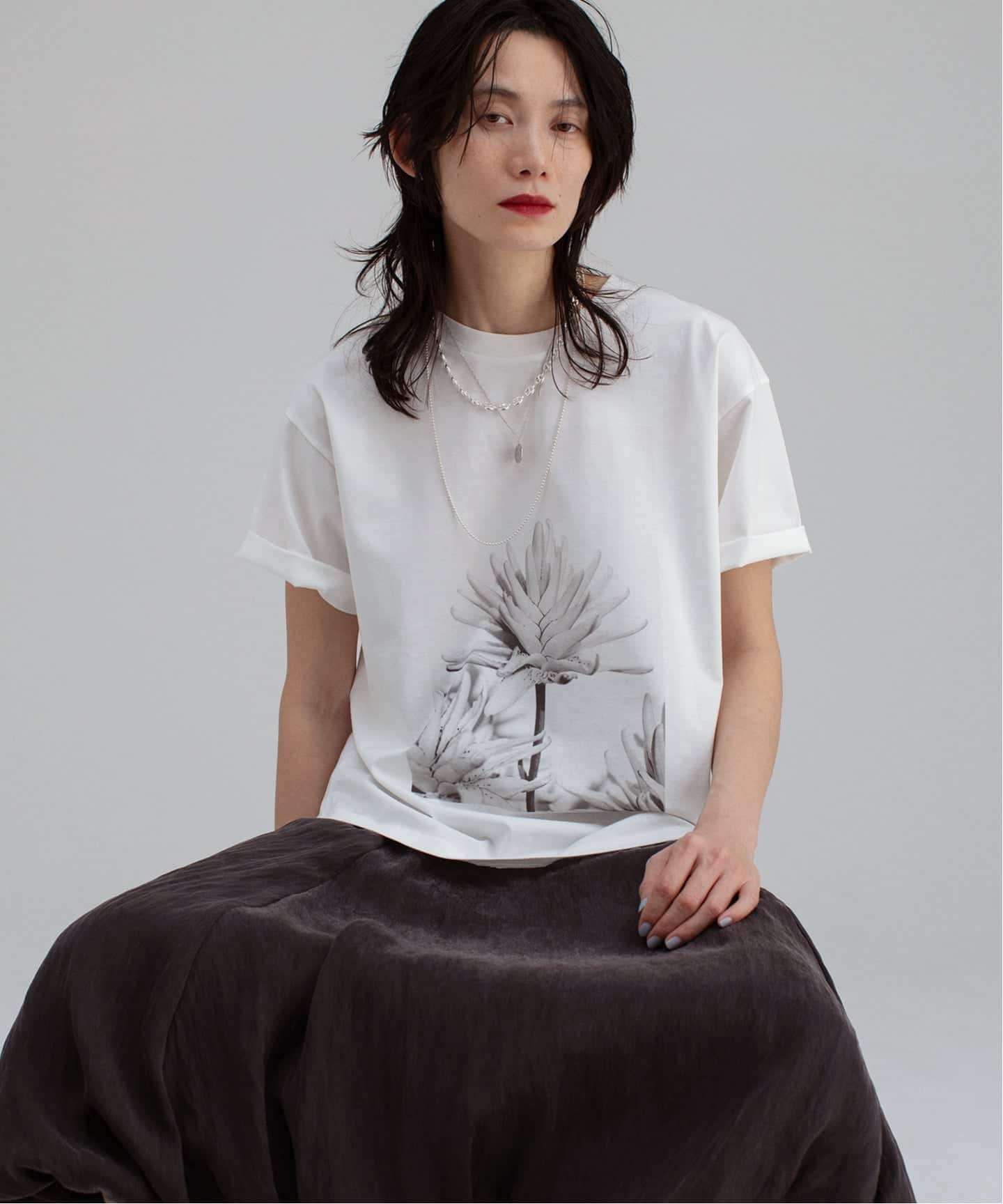 フラワーフォトプリントT（Tシャツ／カットソー）｜NOBLE（ノーブル