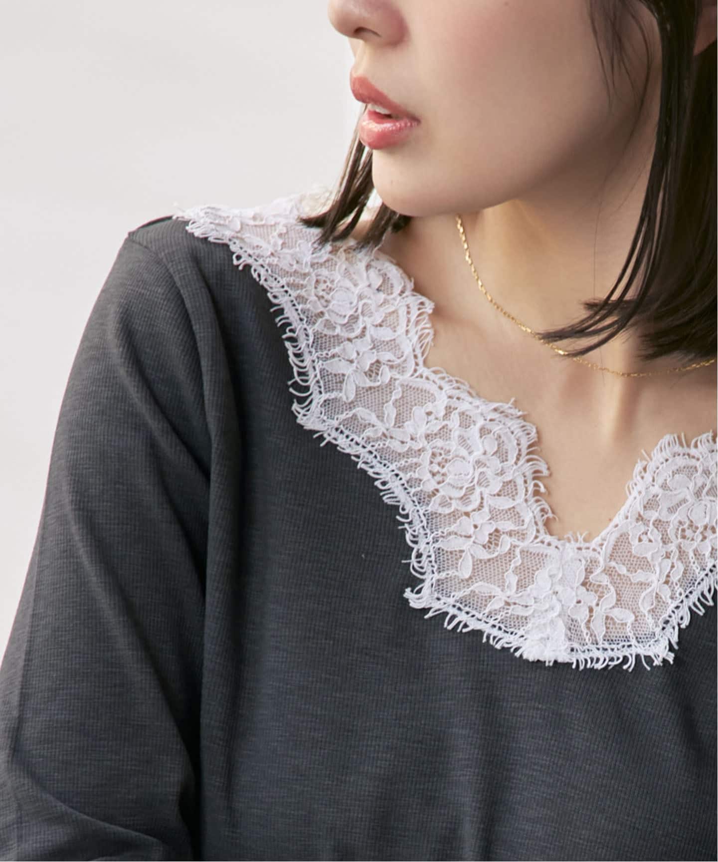 レースドッキングプルオーバー（Tシャツ／カットソー）｜NOBLE