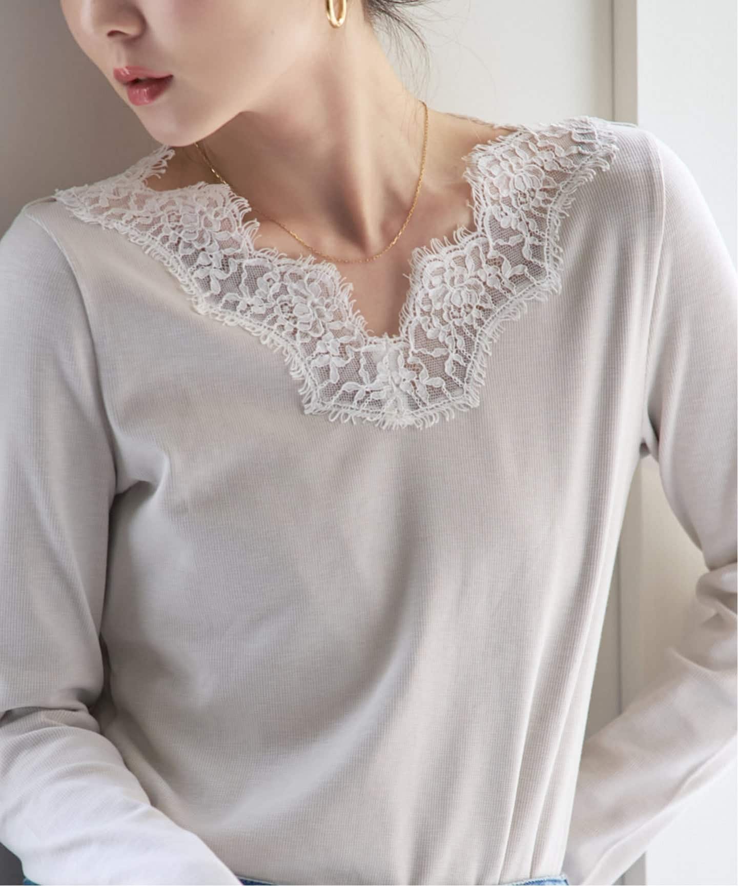レースドッキングプルオーバー（Tシャツ／カットソー）｜NOBLE