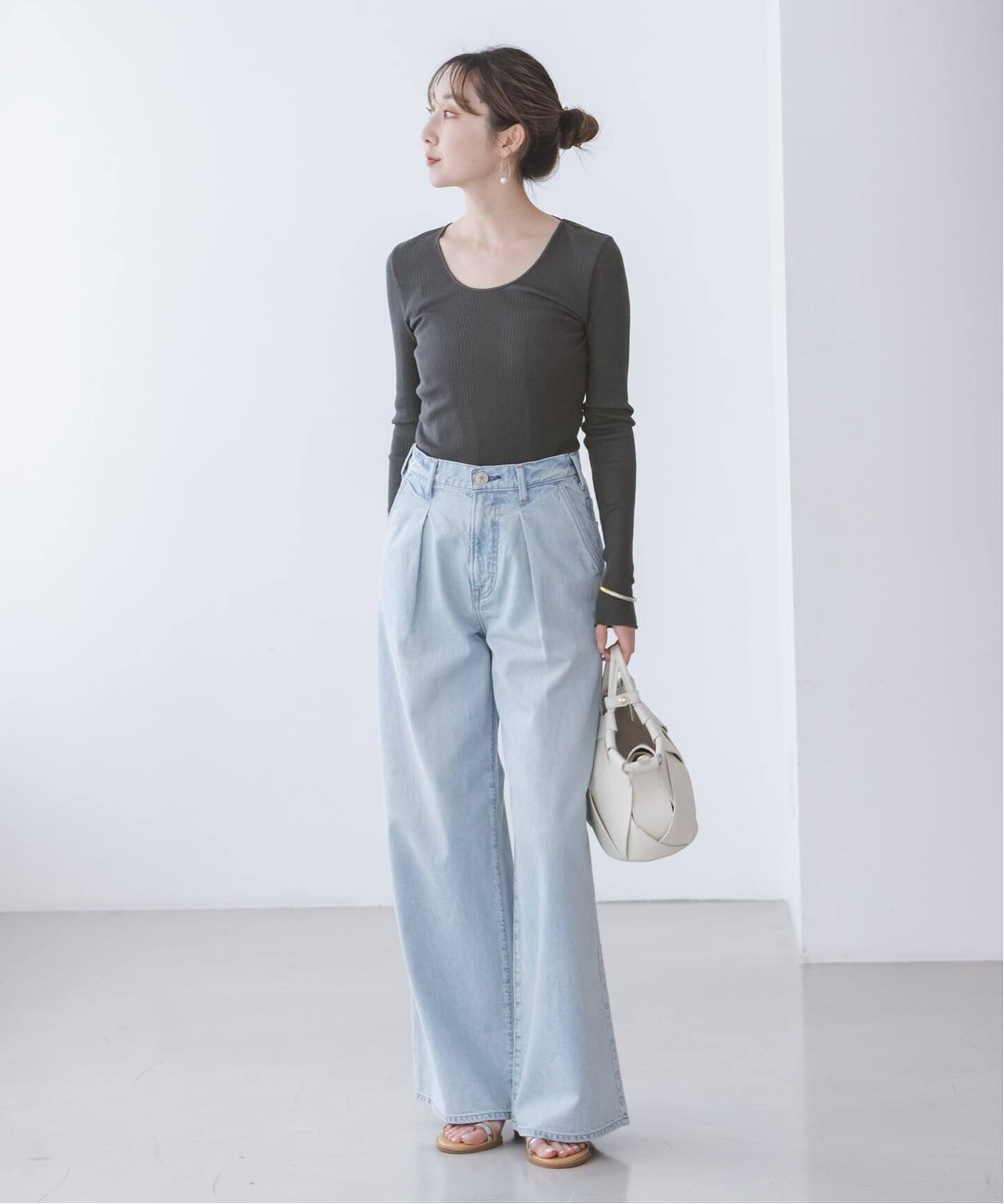 HAKUJI/ハクジ Random rib open back LS PO（Tシャツ／カットソー