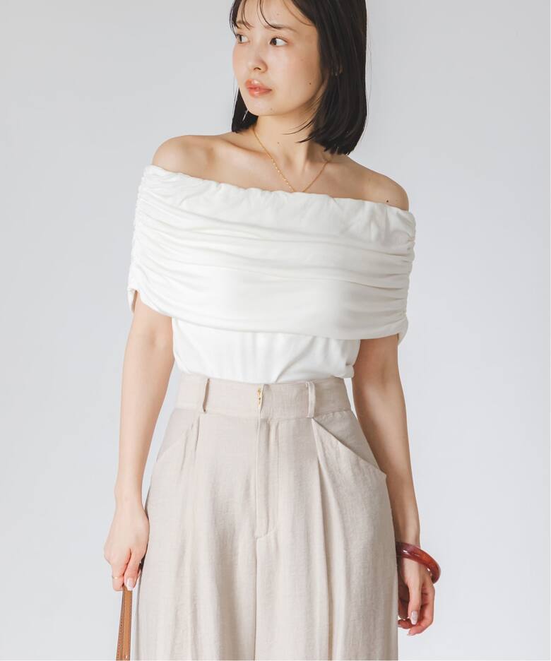 determ/デターム Collagen Gathered Off- Shoulder（Tシャツ determ オフショルトップス