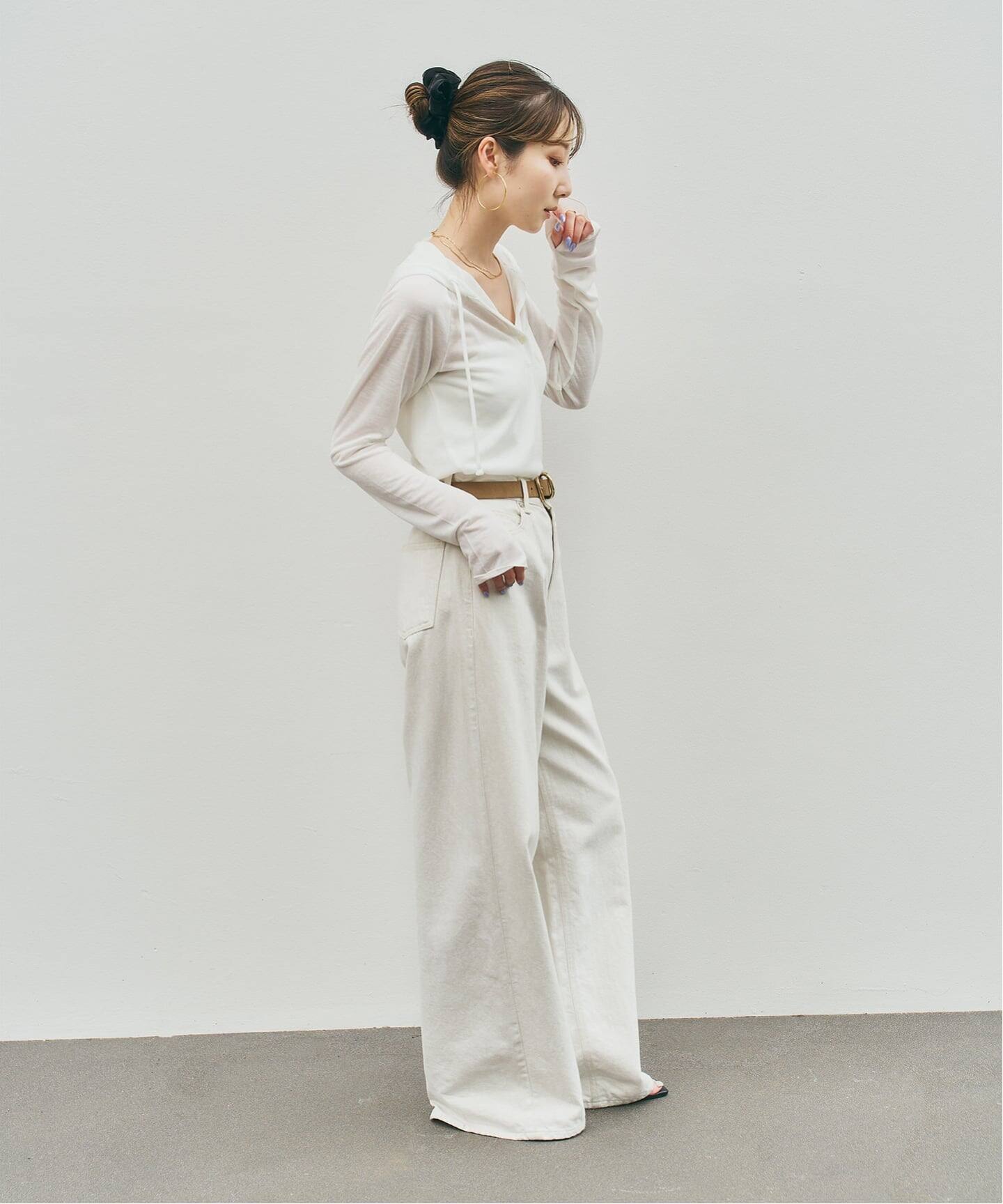 NOBLE【RITA】　別注　ボリュームスリーブトップス　未使用　タグ付き　白 WEB＆一部店舗限定》【RITA×SELLICHI】シアーフーディトップス（T
