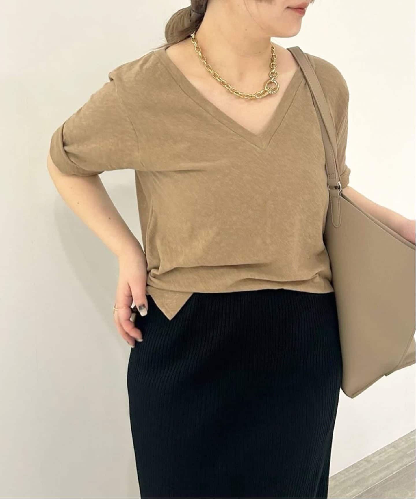 Noble - RITA】NOBLEベッチュウ ノースリーブTEE ベージュ 追加・NOBLE別注》RITA/リタ スラブVネックT（Tシャツ／カットソー