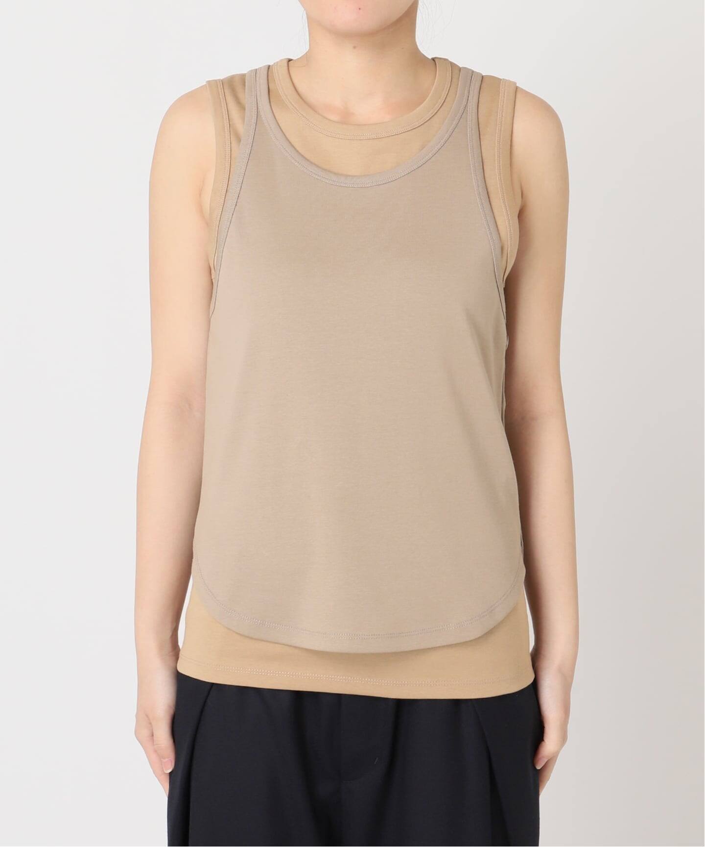 CHRONOIZM タンクトップ ベージュ BICOLOR TANK / バイカラータンクトップ（タンクトップ）｜CALMER