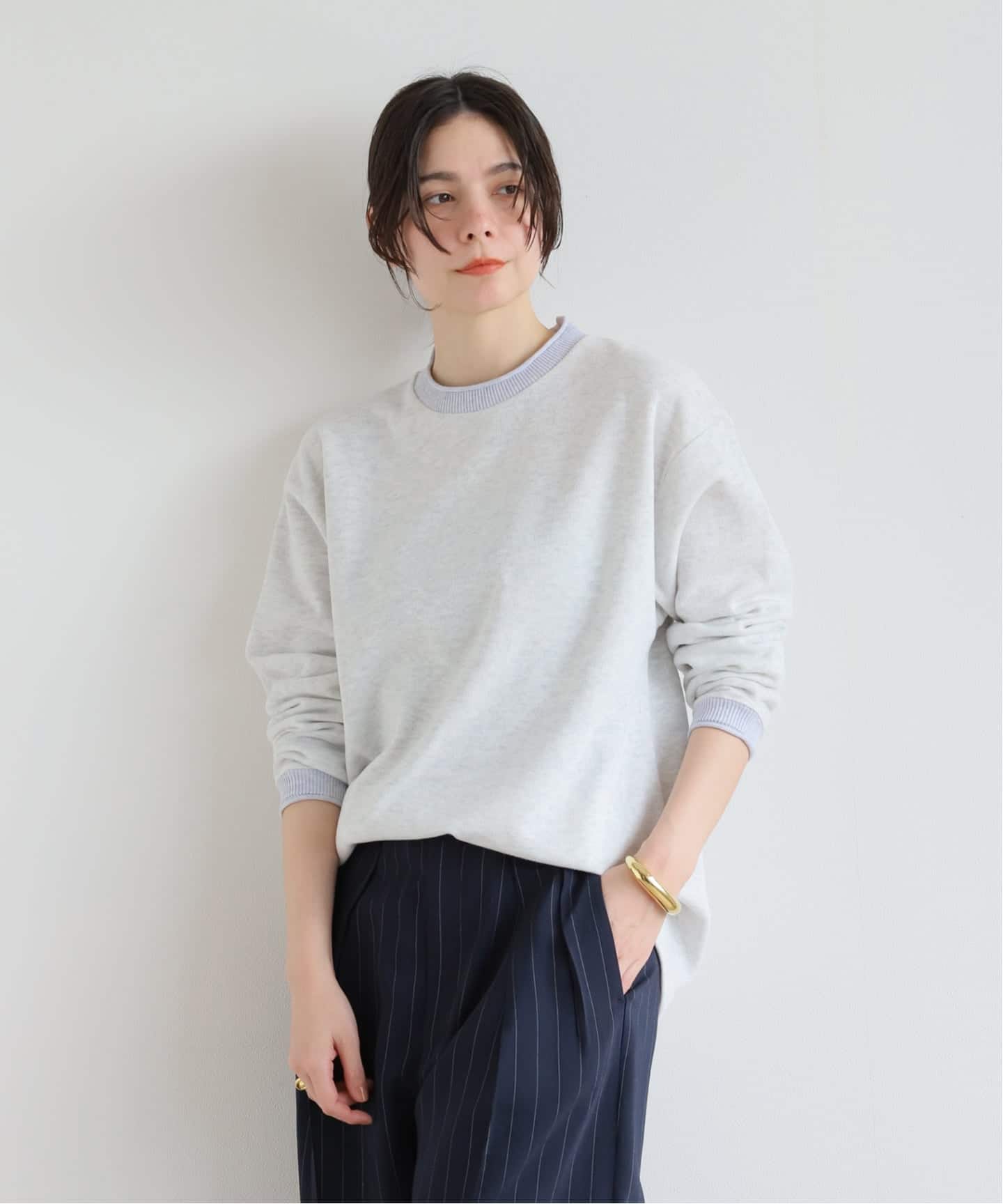 FW49 ブルーラウンドネックセーター ロールネック ニットクルー（Tシャツ／カットソー）｜417 EDIFICE