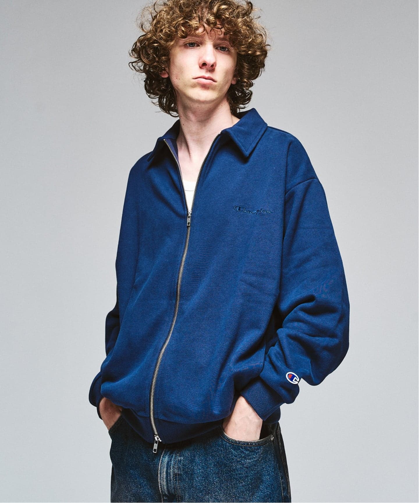 新品 Tostalgic clothing カーディガン スウェット　デニム CHAMPION × 417 ジップスウェットカーディガン（スウェット）｜417