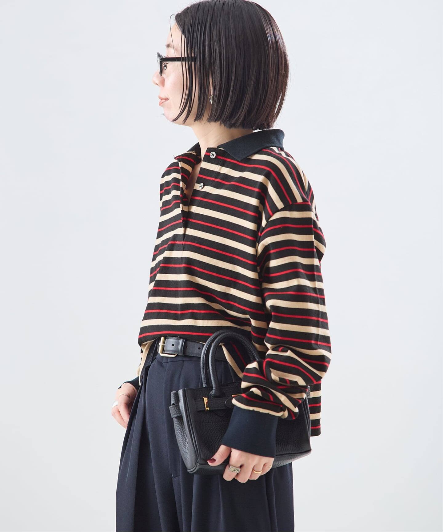 マルチボーダーロングスリーブポロシャツ（Tシャツ／カットソー
