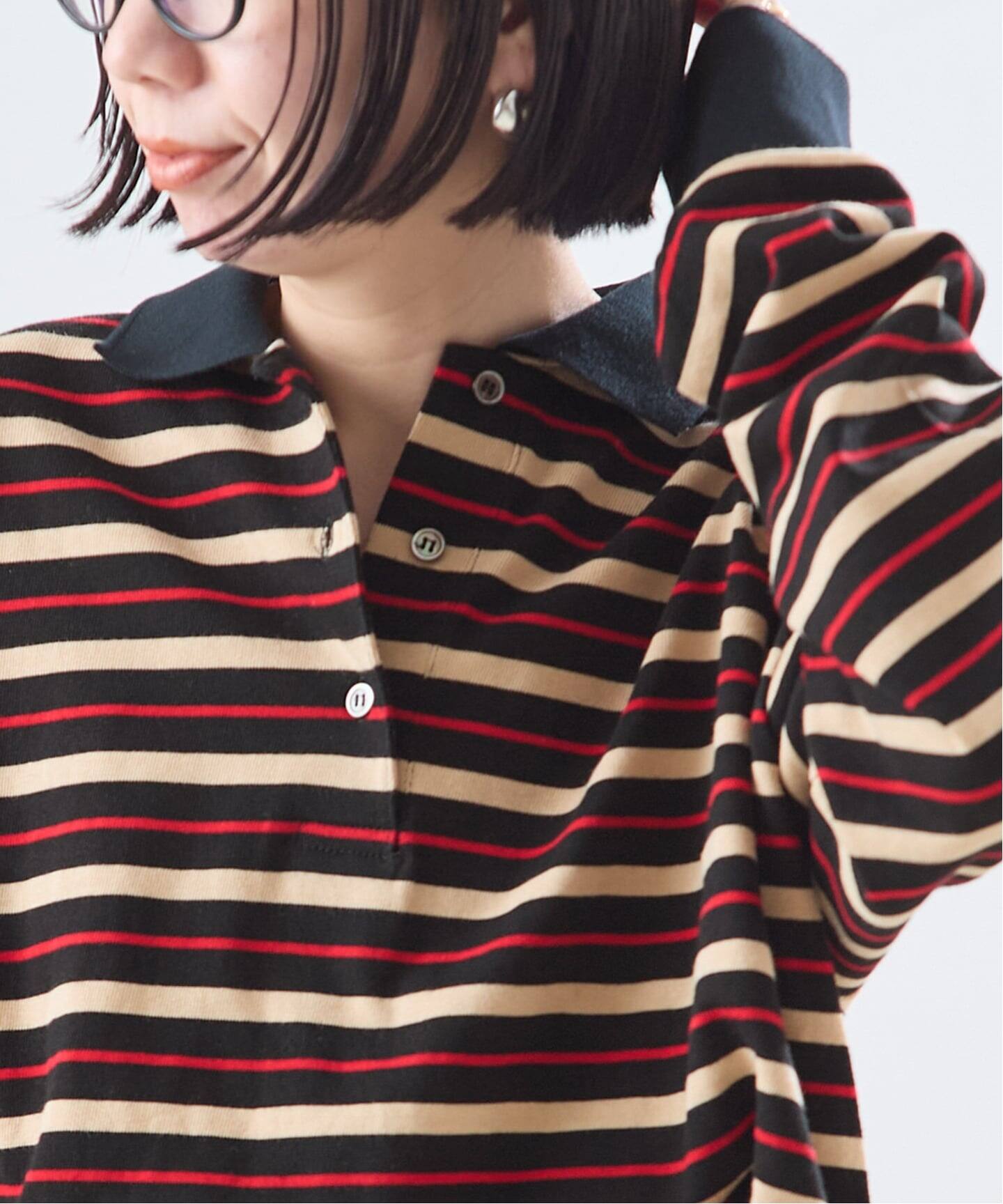 マルチボーダーロングスリーブポロシャツ（Tシャツ／カットソー