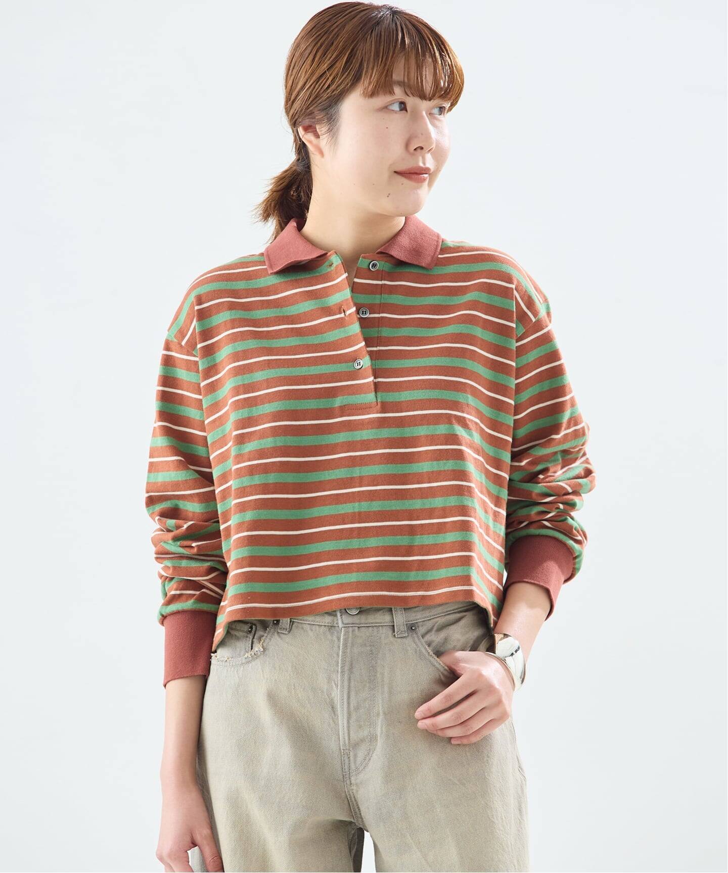 マルチボーダーロングスリーブポロシャツ（Tシャツ／カットソー
