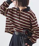 マルチボーダーロングスリーブポロシャツ