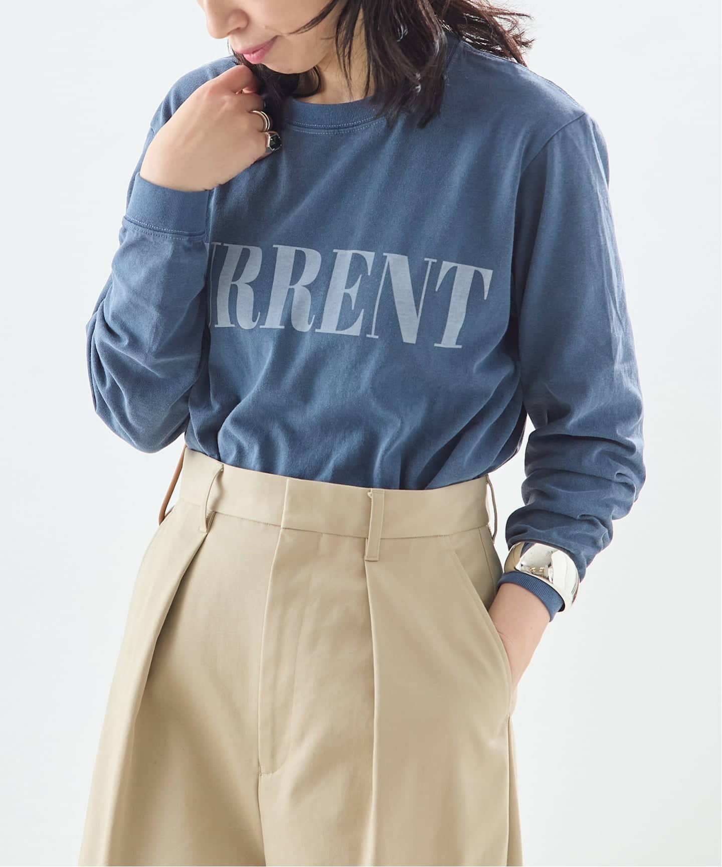 2023SS新品値札付きコットンロゴプリントロングスリーブTEEシャツジャーナル WELLTECT】天竺ロゴプリントロングスリーブTシャツ