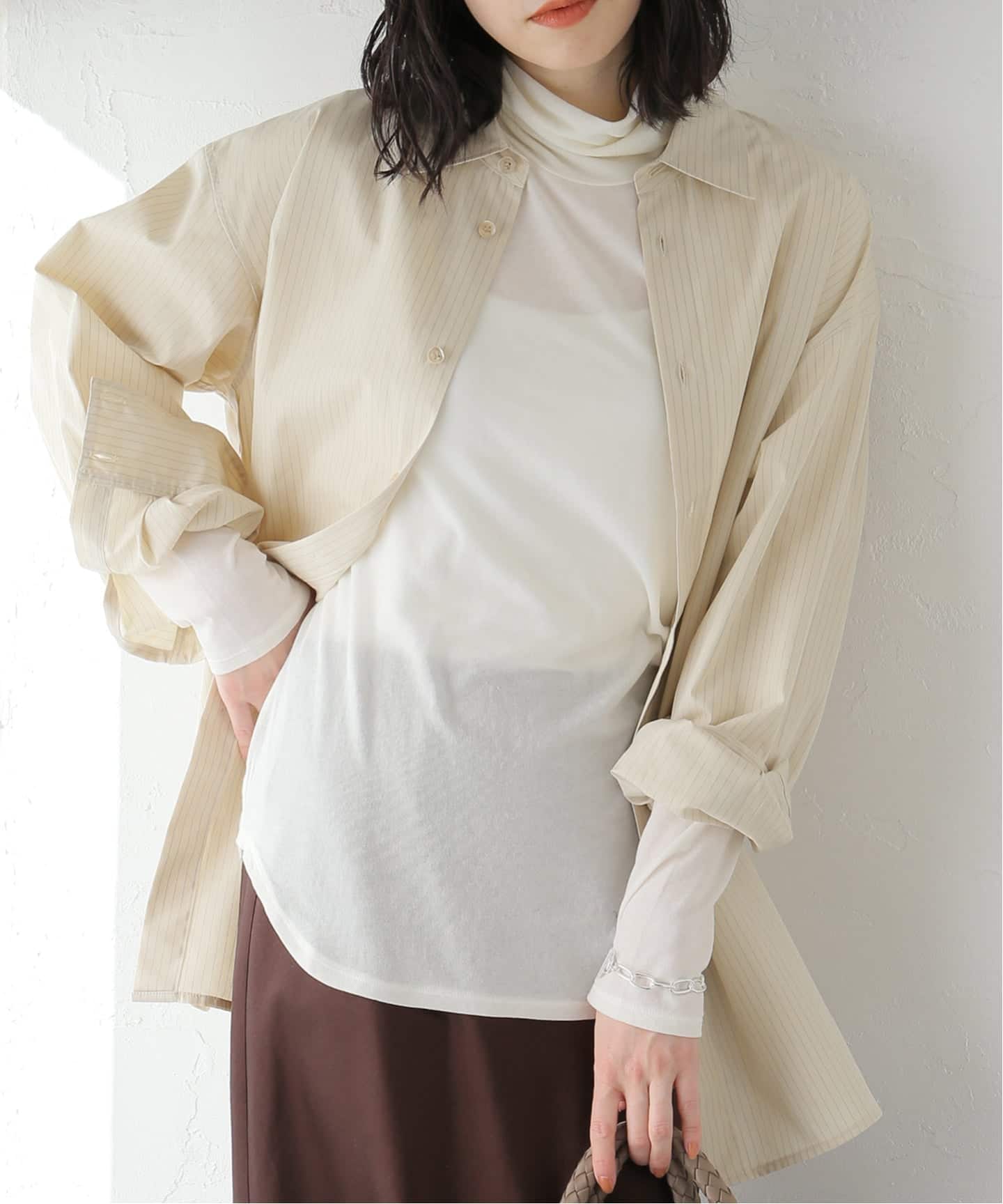 タートルネックプルオーバー：カットソー（Tシャツ／カットソー