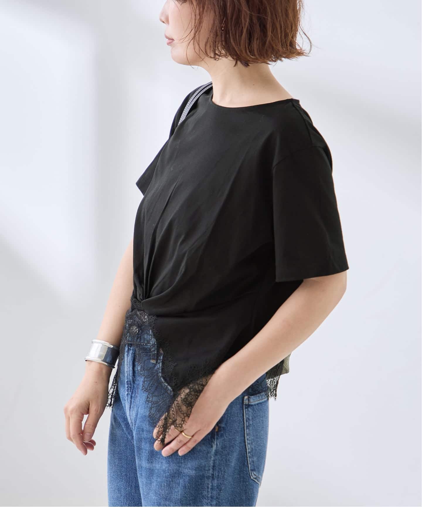 レーストップス ブラック レーストップスTシャツ（Tシャツ／カットソー）｜JOURNAL STANDARD L