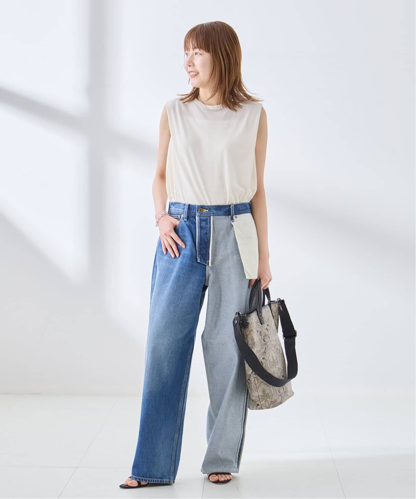 新品タグ付✨ジャーナルスタンダード　 クールツイルサロペット 接触冷感 洗える 追加予約/接触冷感》クールタッチベロアタックノースリーブ（Tシャツ