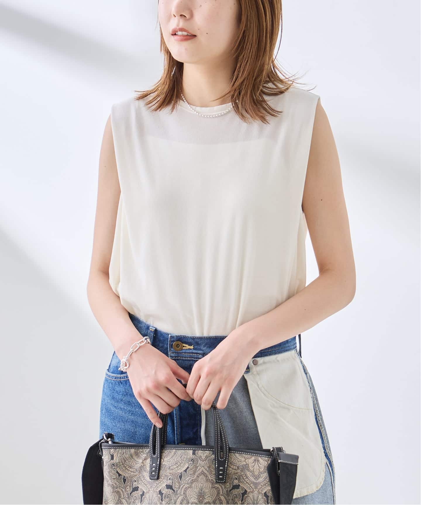 追加予約/接触冷感》クールタッチベロアタックノースリーブ（Tシャツ