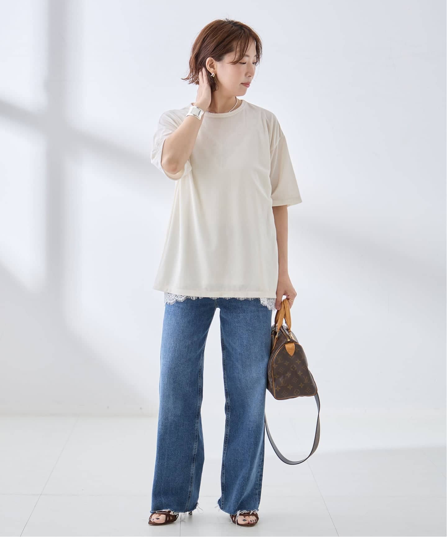 追加/接触冷感》クールタッチベロアTシャツ（Tシャツ／カットソー