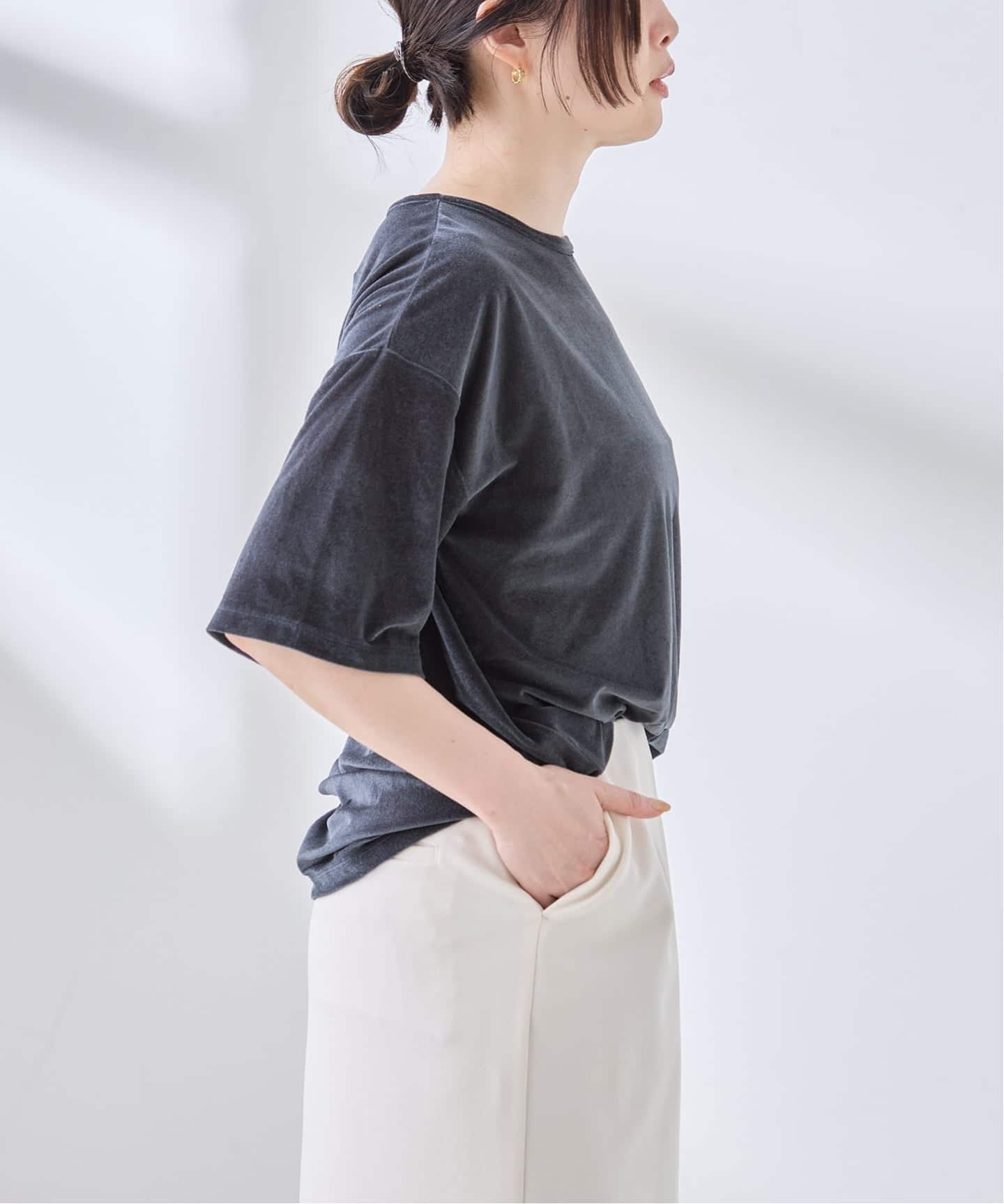 追加予約/接触冷感》クールタッチベロアTシャツ（Tシャツ／カットソー