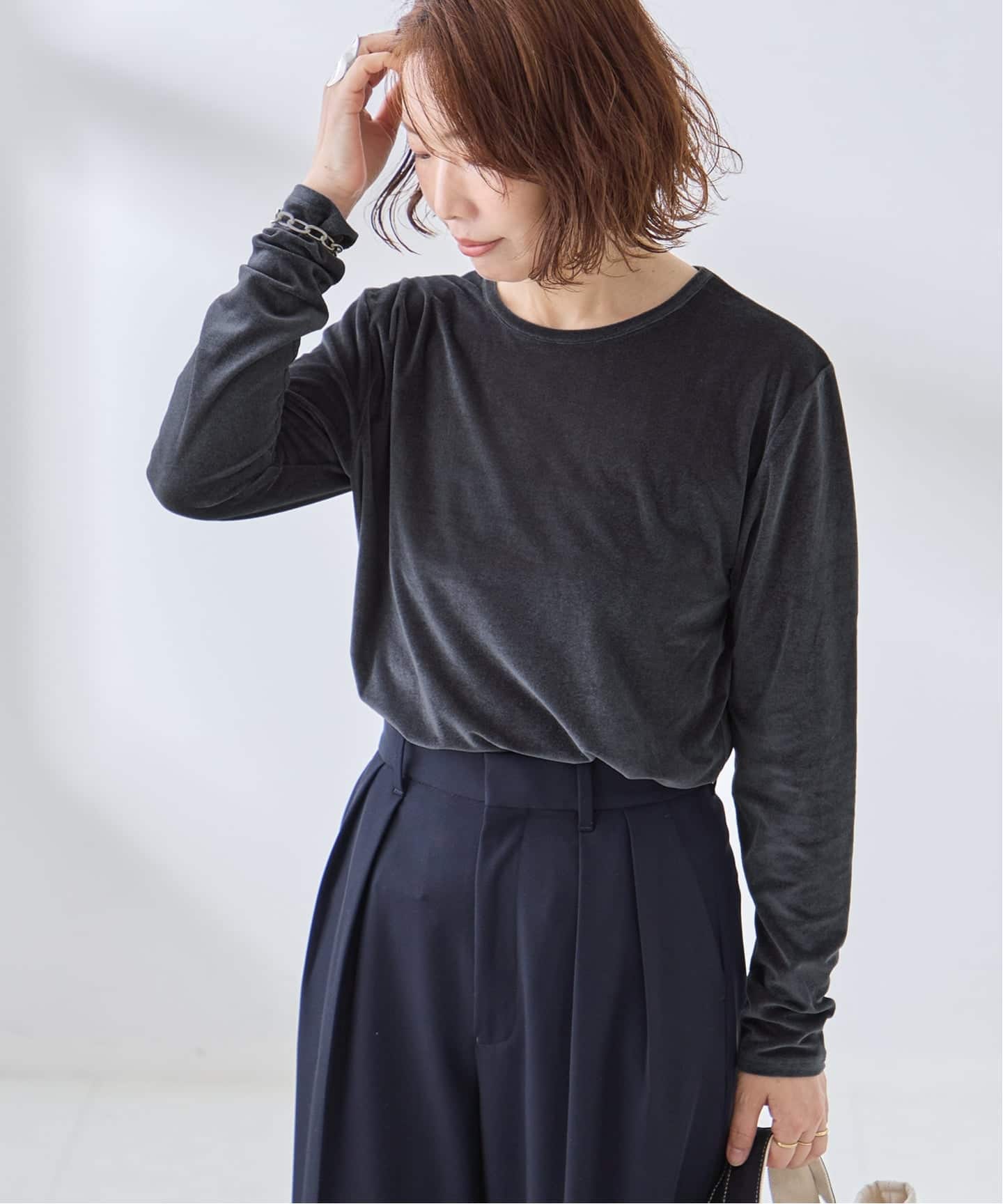 追加》ベロアロングスリーブプルオーバー（Tシャツ／カットソー
