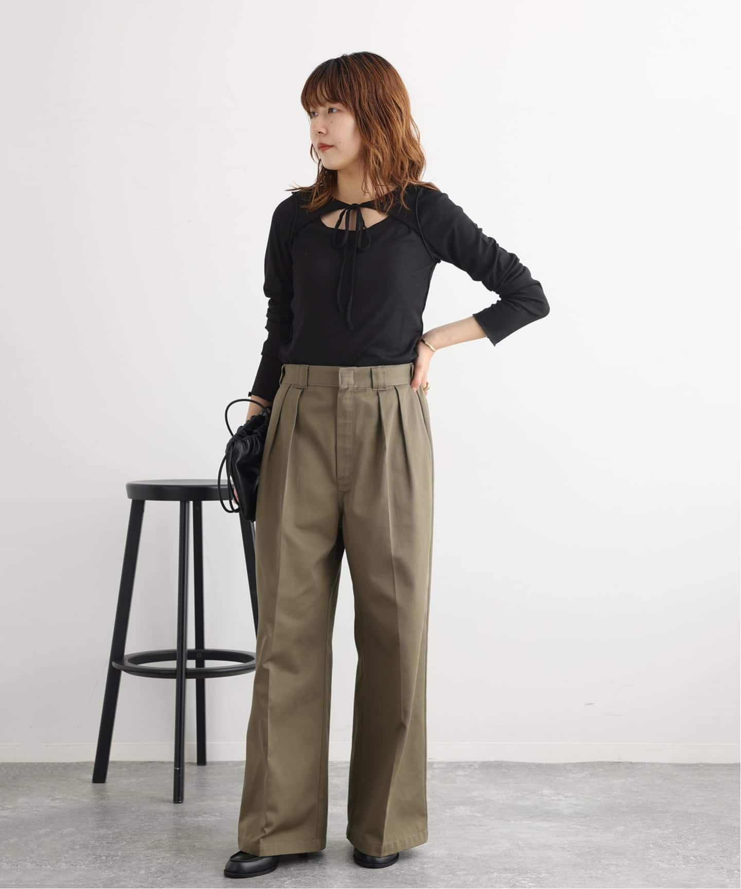 JANE SMITH/ジェーンスミス WOOL RIB FRONT STRING PULLOVER プル