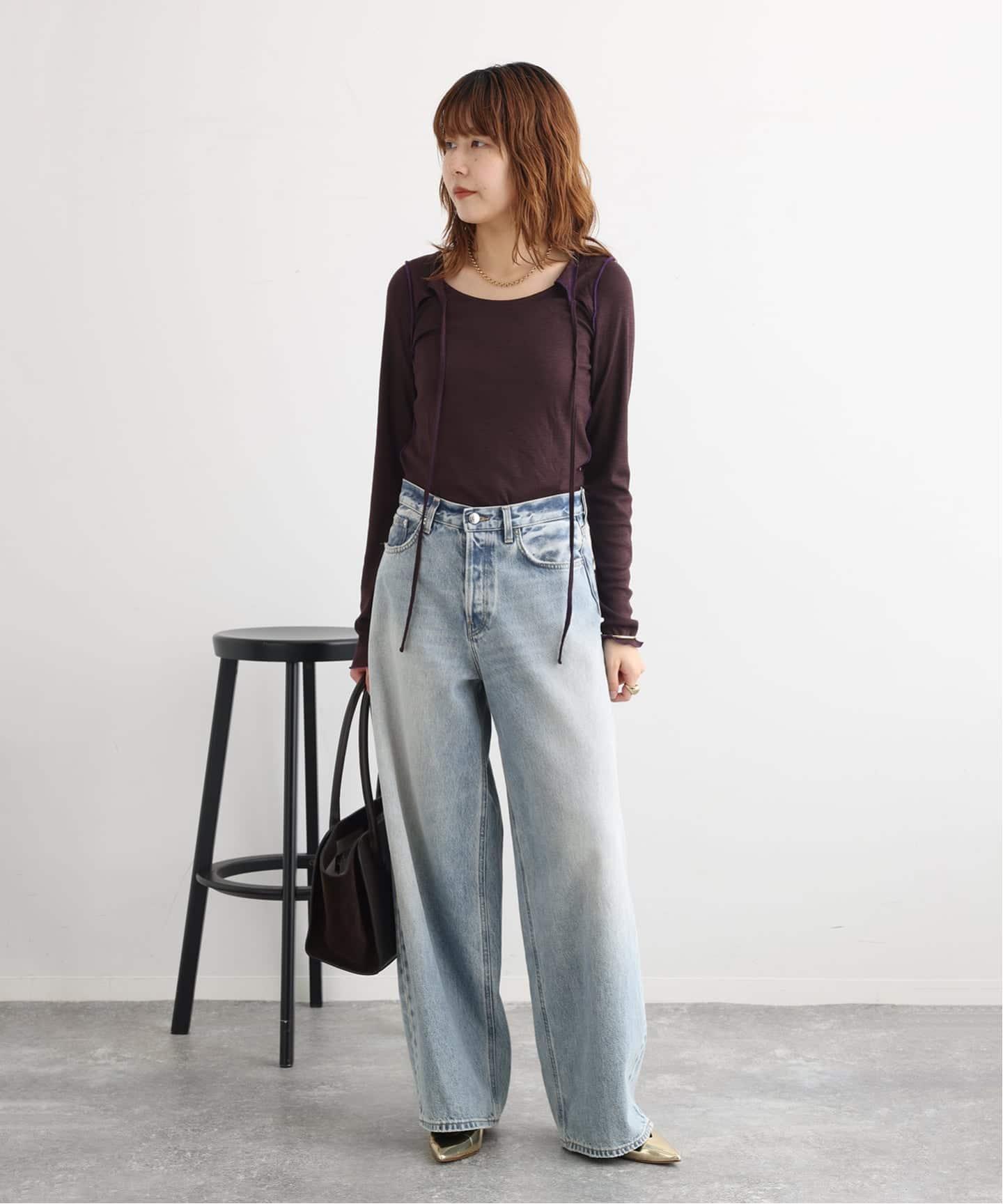 JANE SMITH/ジェーンスミス WOOL RIB FRONT STRING PULLOVER プル