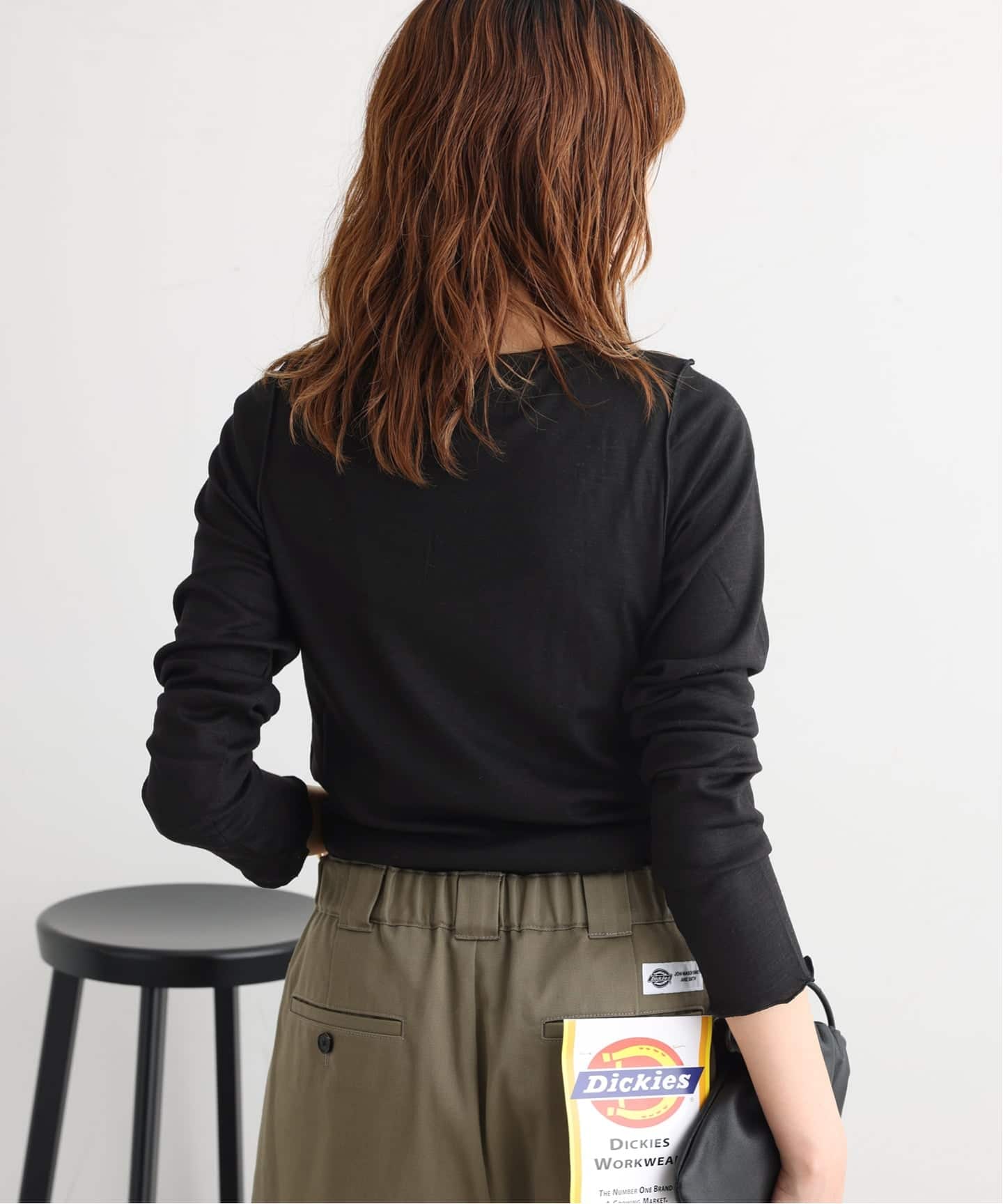 JANE SMITH/ジェーンスミス WOOL RIB FRONT STRING PULLOVER プル