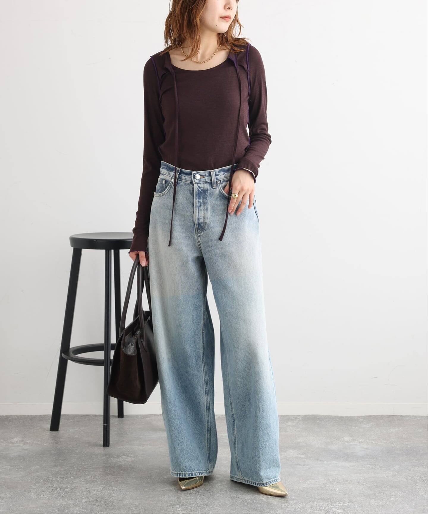 JANE SMITH/ジェーンスミス WOOL RIB FRONT STRING PULLOVER プル