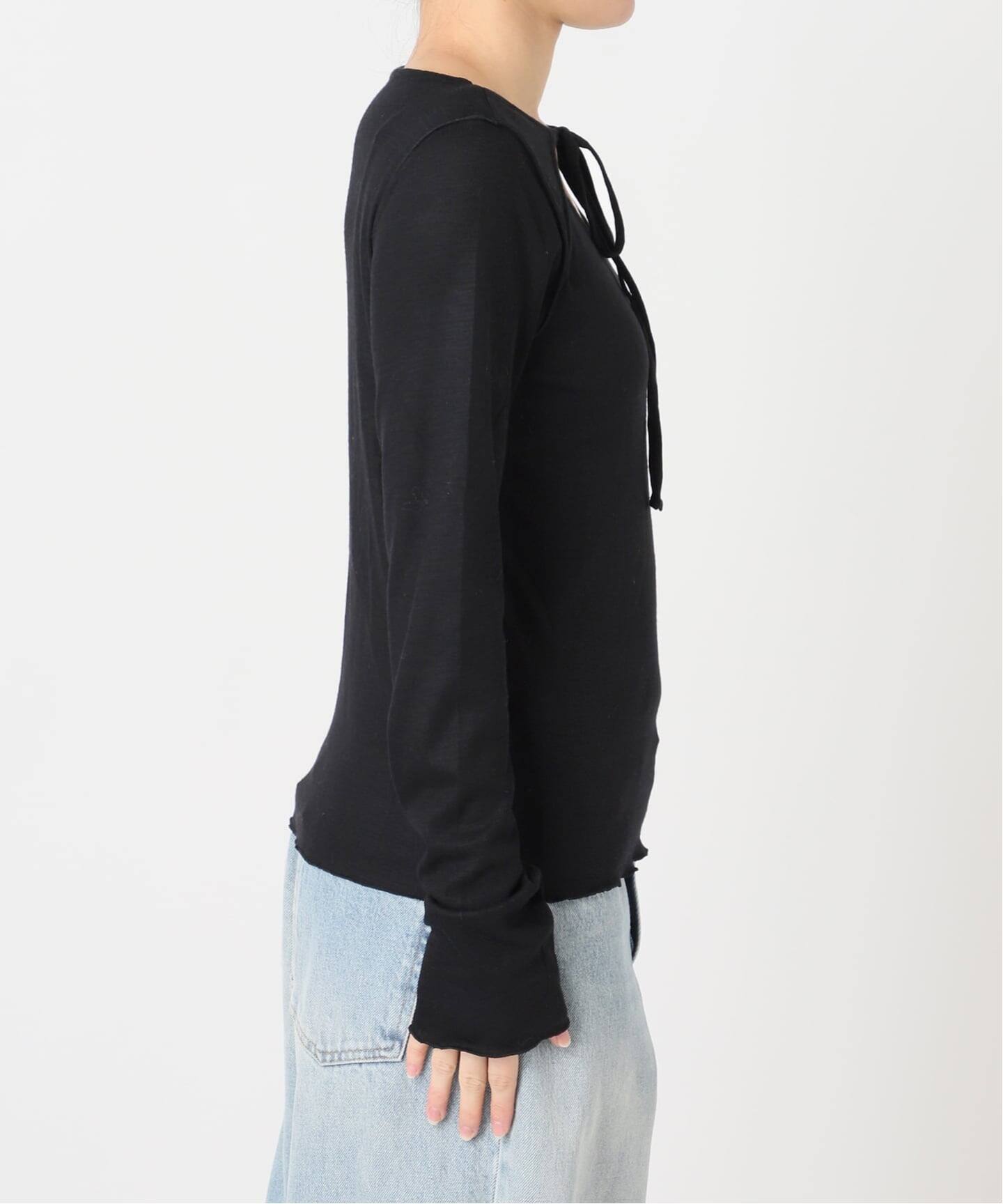 JANE SMITH/ジェーンスミス WOOL RIB FRONT STRING PULLOVER プル