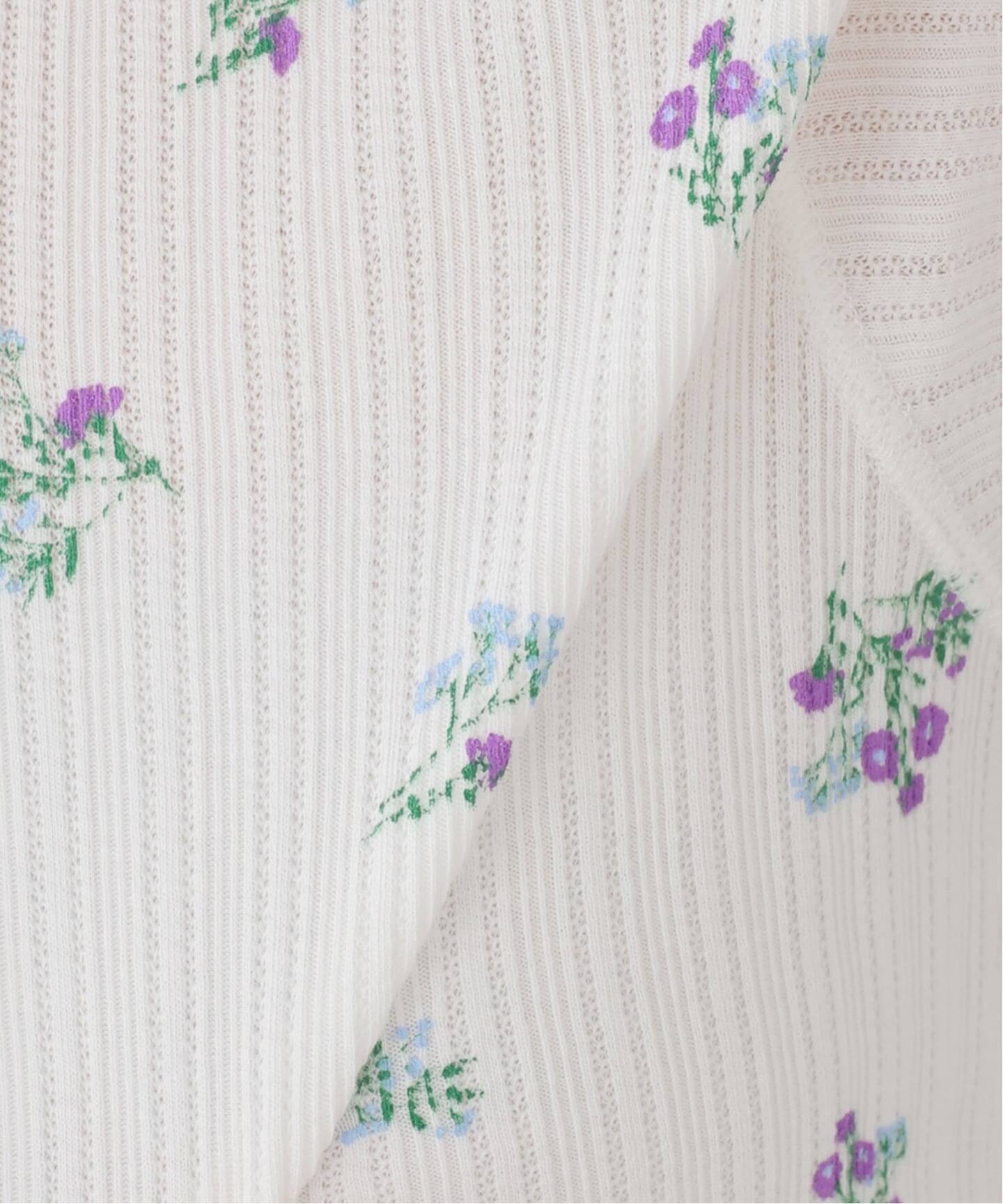 JANE SMITH/ジェーンスミス】COTTON EYELET RIB FLOWER ：カーディガン