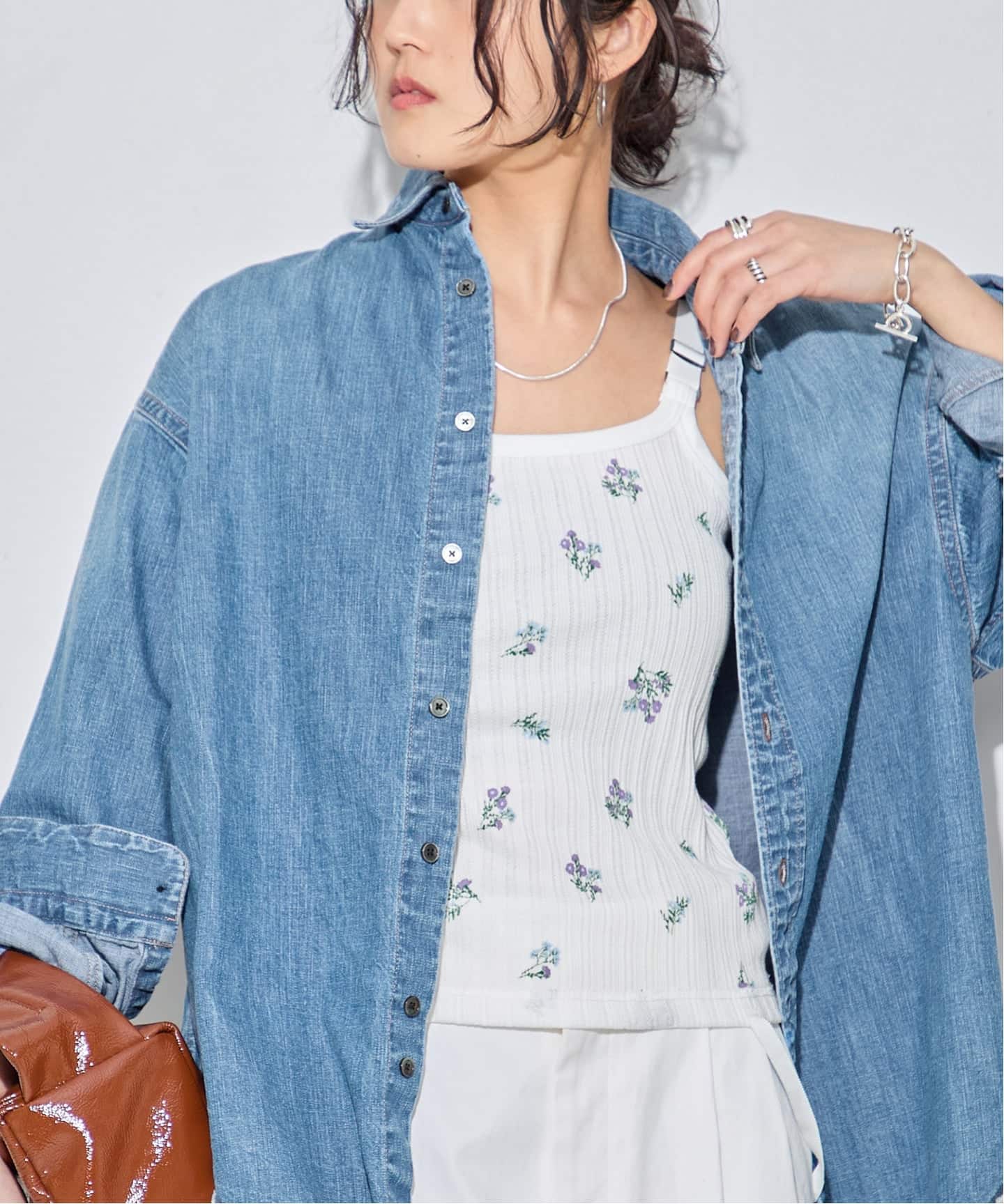 JANE SMITH/ジェーンスミス】COTTON EYELET RIB FLOWER UP D