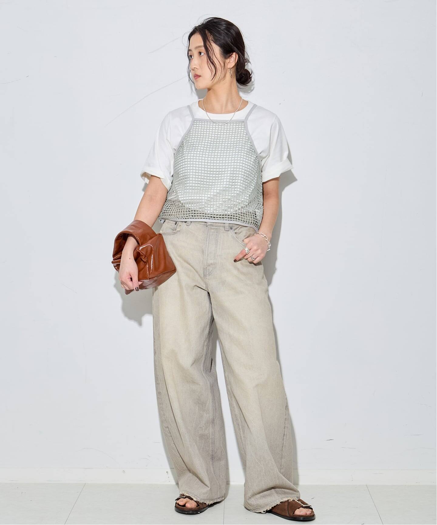 値下げ！美品！！ジェーンスミス　別注シアーキャミソール JANE SMITH/ジェーンスミス】SQUARE MESH CAMISOLE：キャミソール