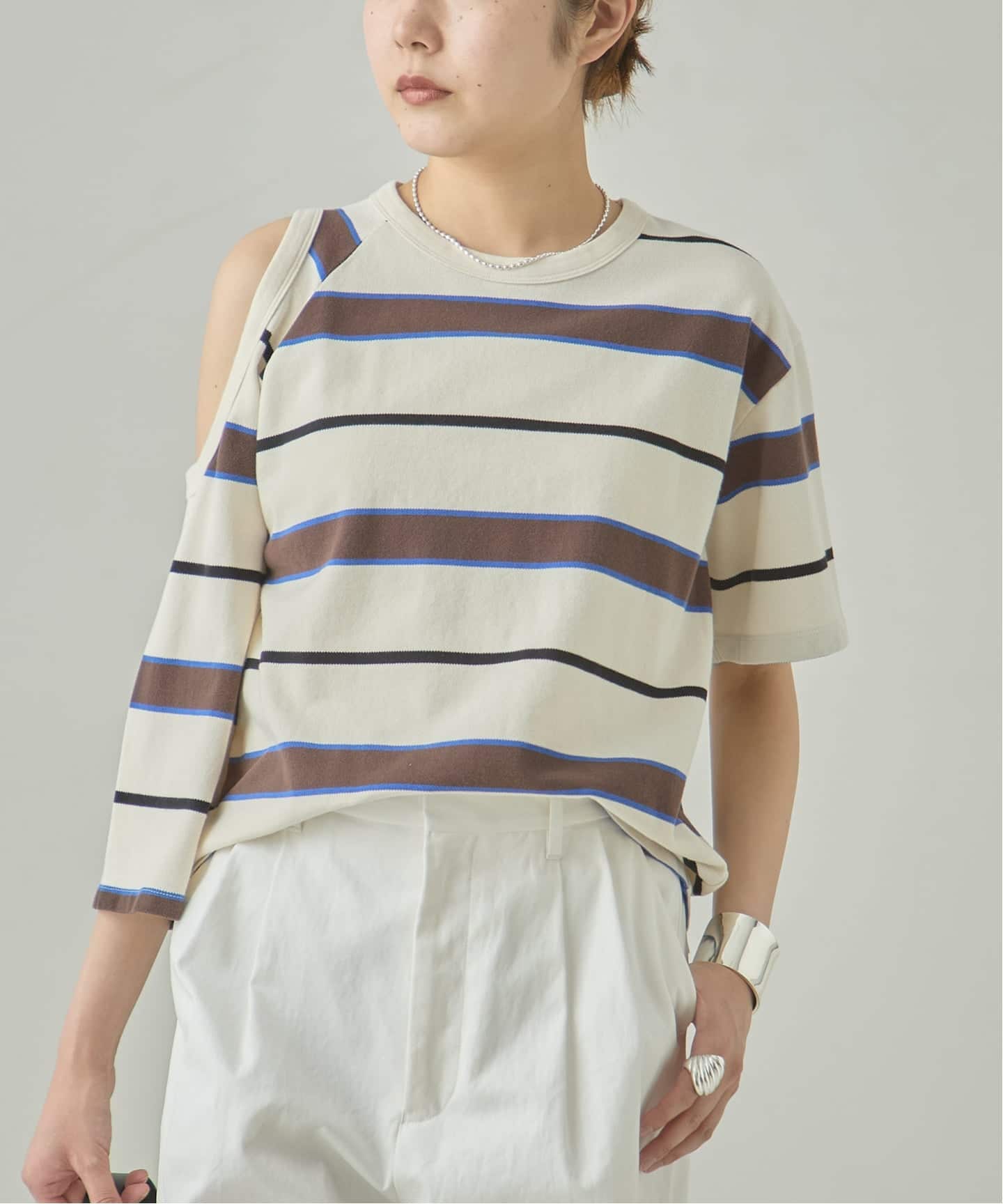 TanC TOKYO/タンクトウキョウ PIQUE BORDER ASYM Tシャツ（Tシャツ