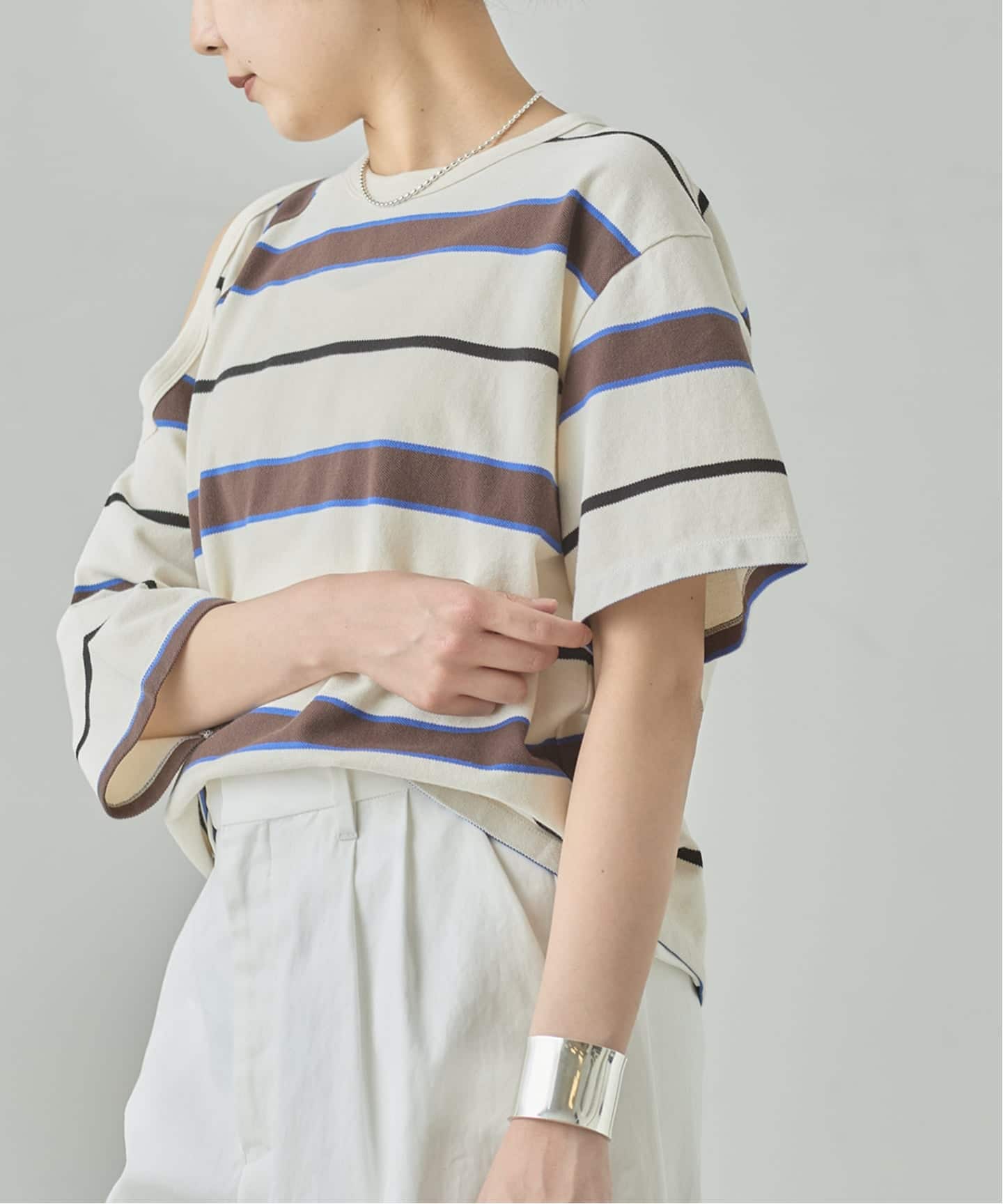 TanC TOKYO/タンクトウキョウ PIQUE BORDER ASYM Tシャツ（Tシャツ