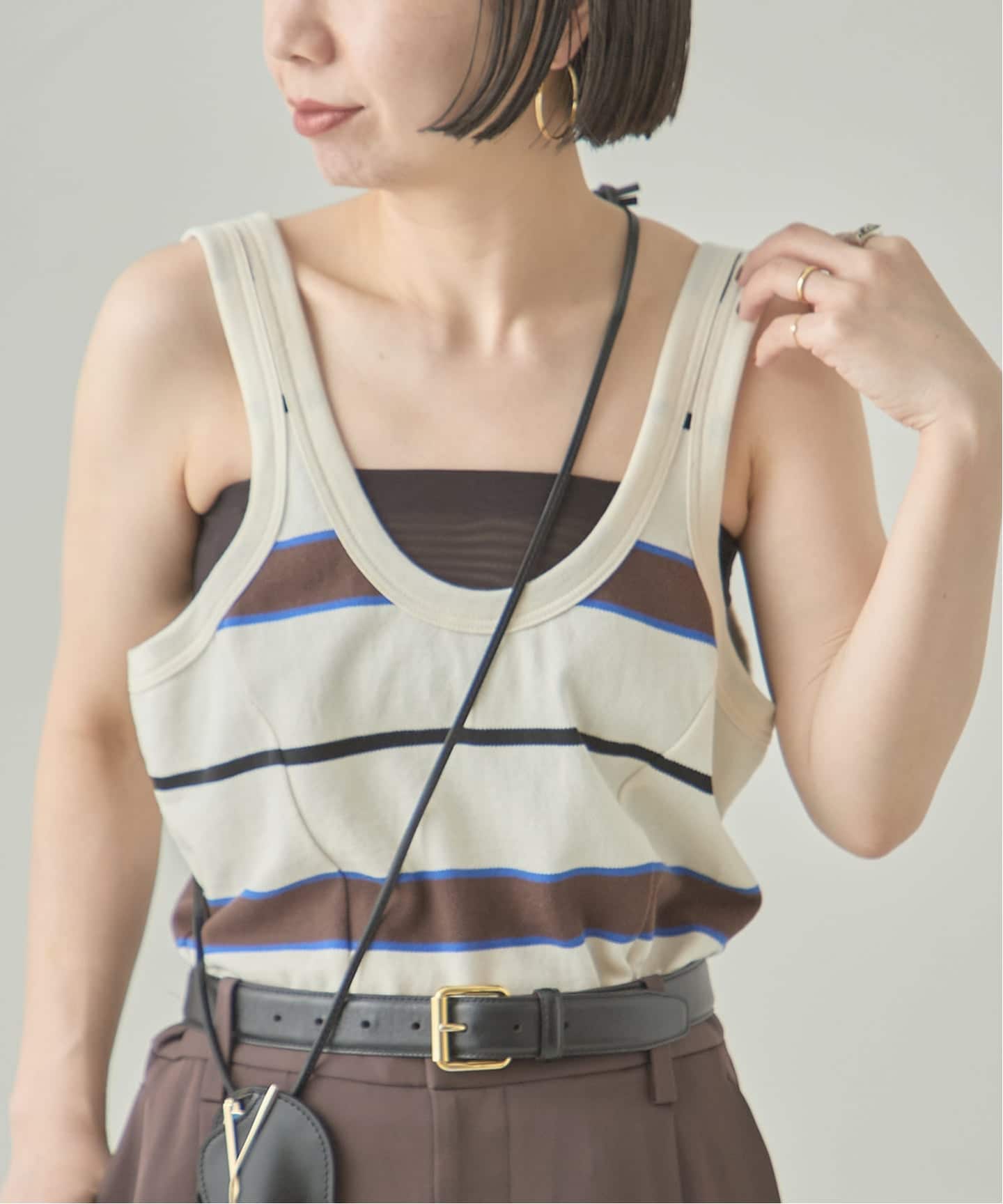 TanC TOKYO/タンクトウキョウ PIQUE BORDER TANK ROMPERS ロンパース