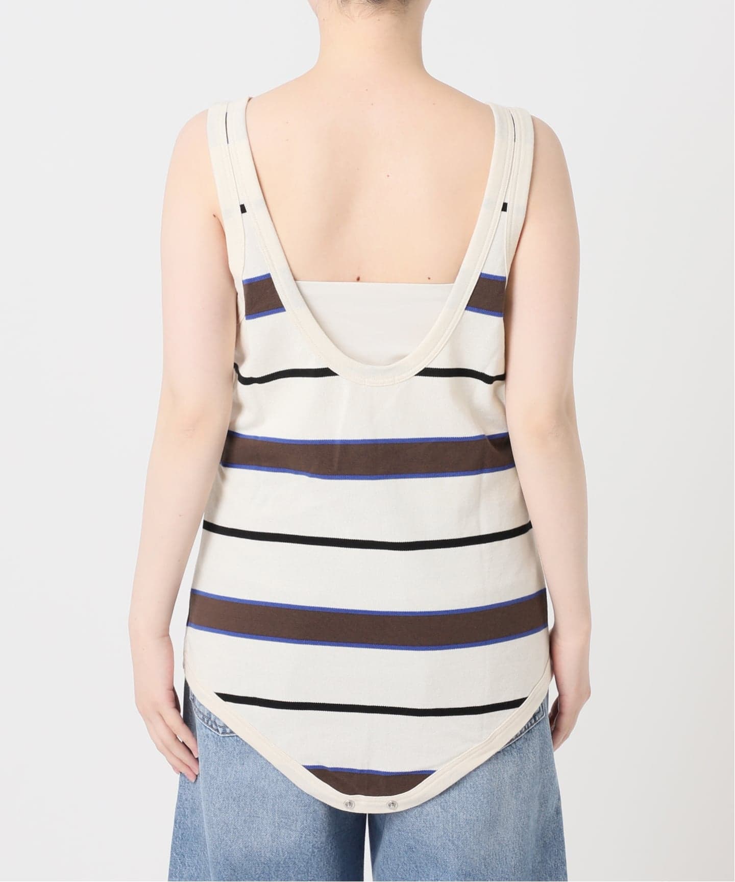 TanC TOKYO/タンクトウキョウ PIQUE BORDER TANK ROMPERS ロンパース